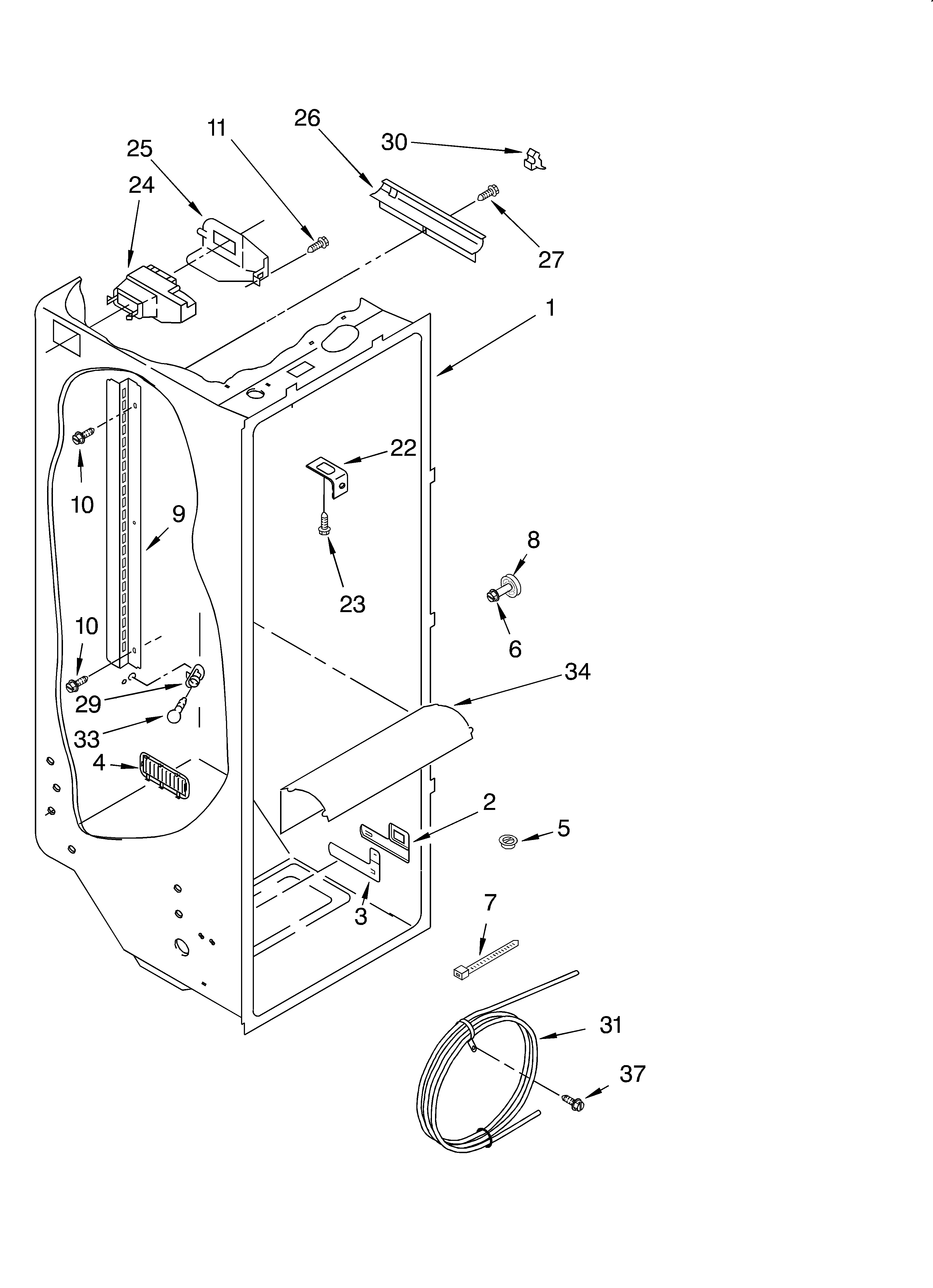 Whirlpool ED22GWXFN04 refrigerator liner diagram