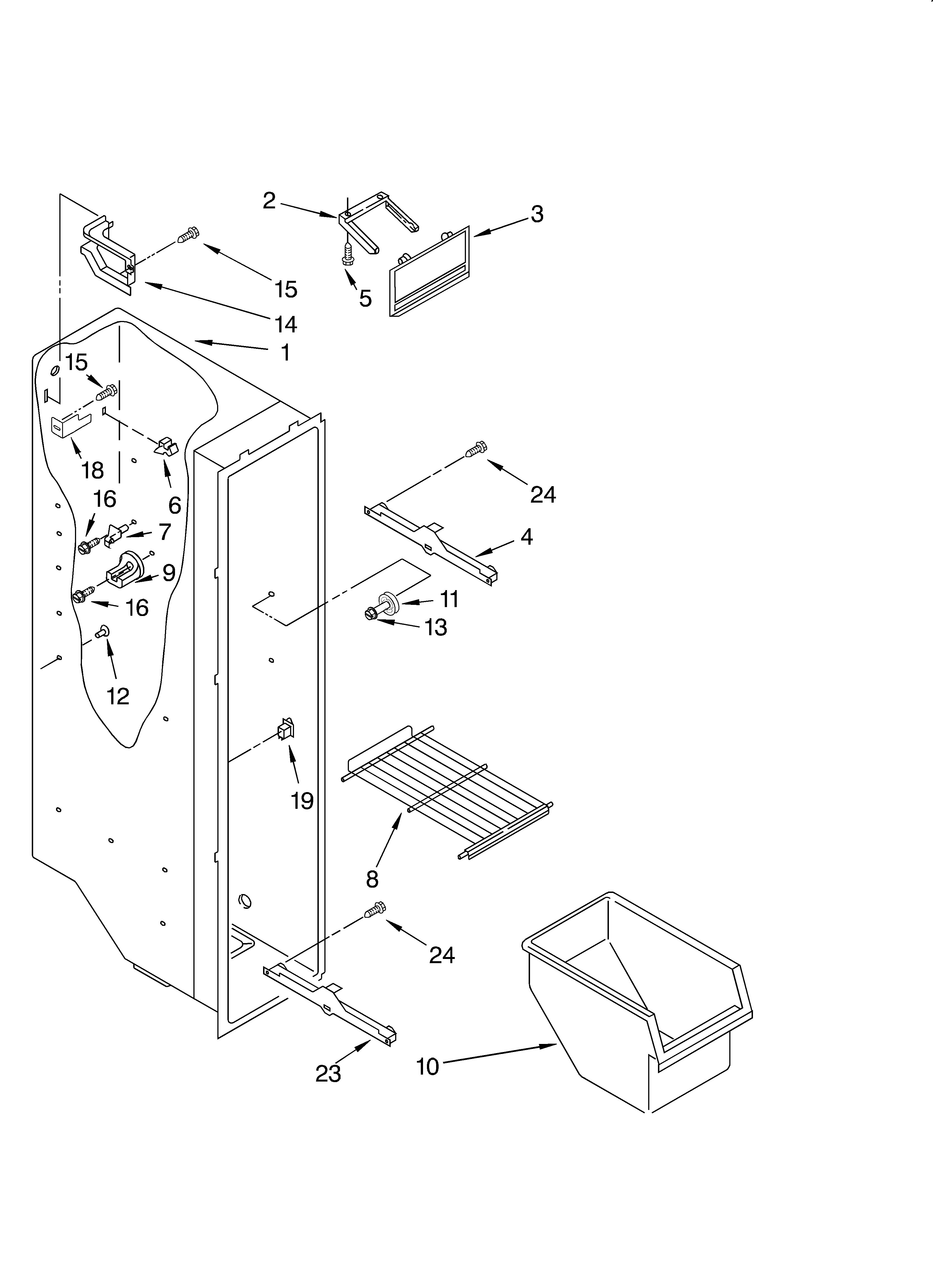 Whirlpool ED22GWXFN04 freezer liner diagram