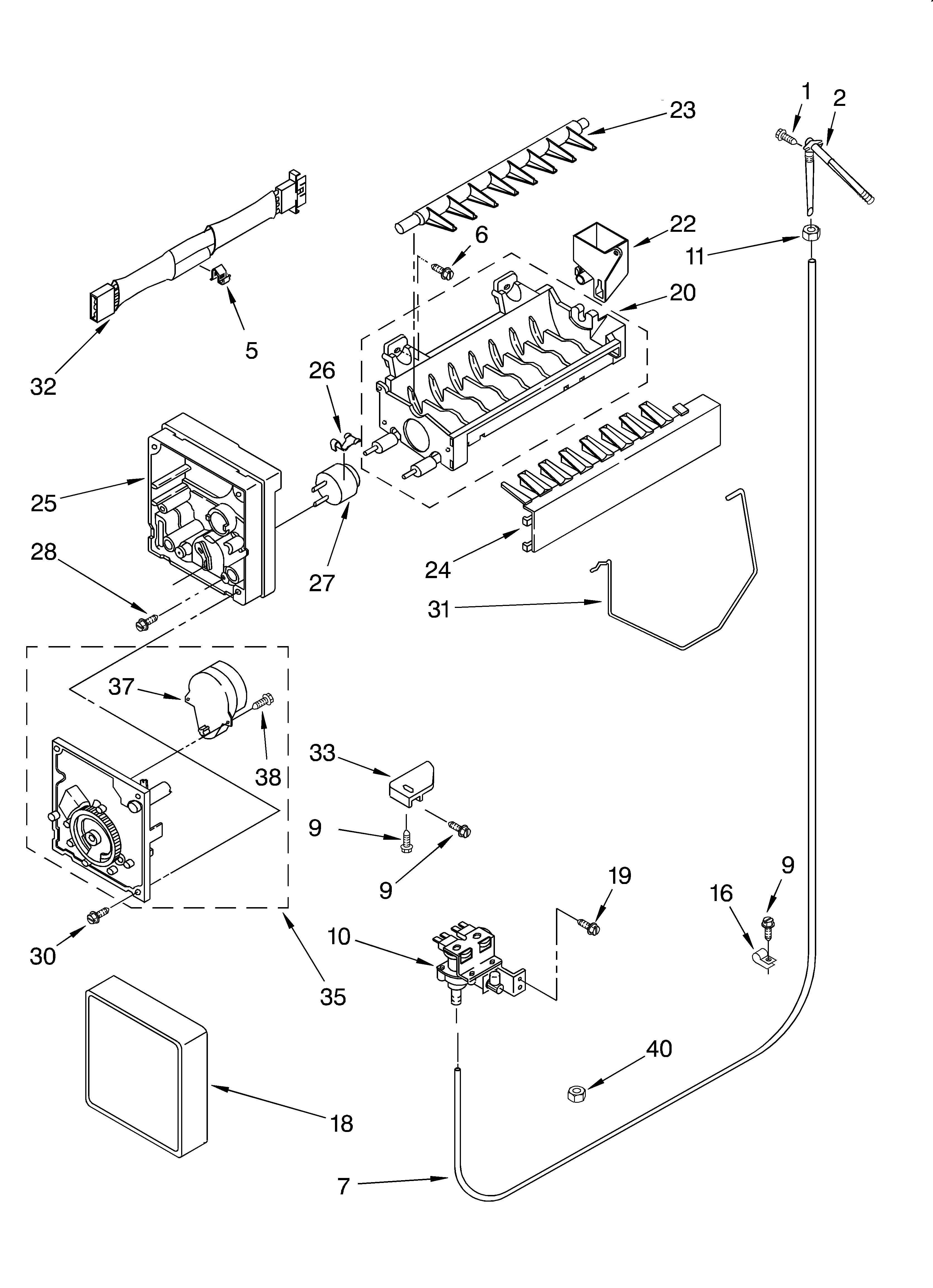 Whirlpool ED22GWXFN04 ice maker diagram