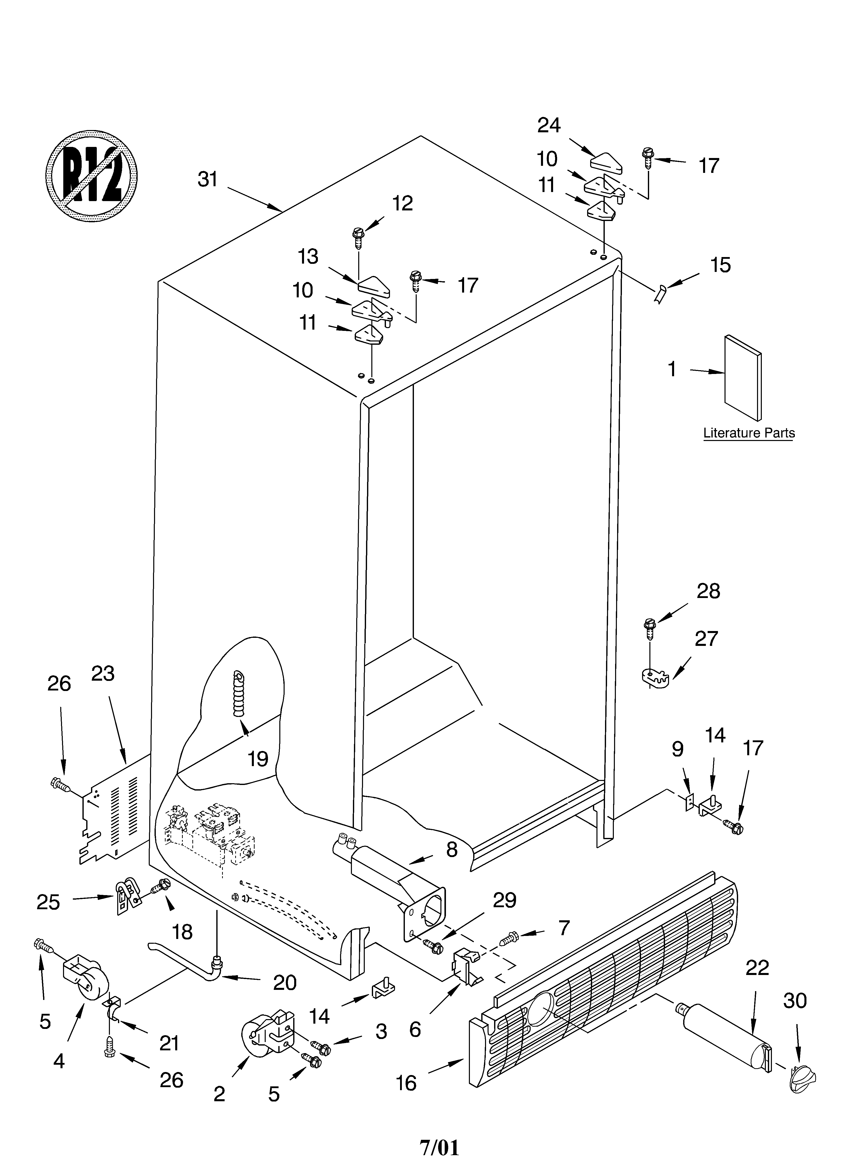 Whirlpool ED22LFXHW03 cabinet/literature diagram