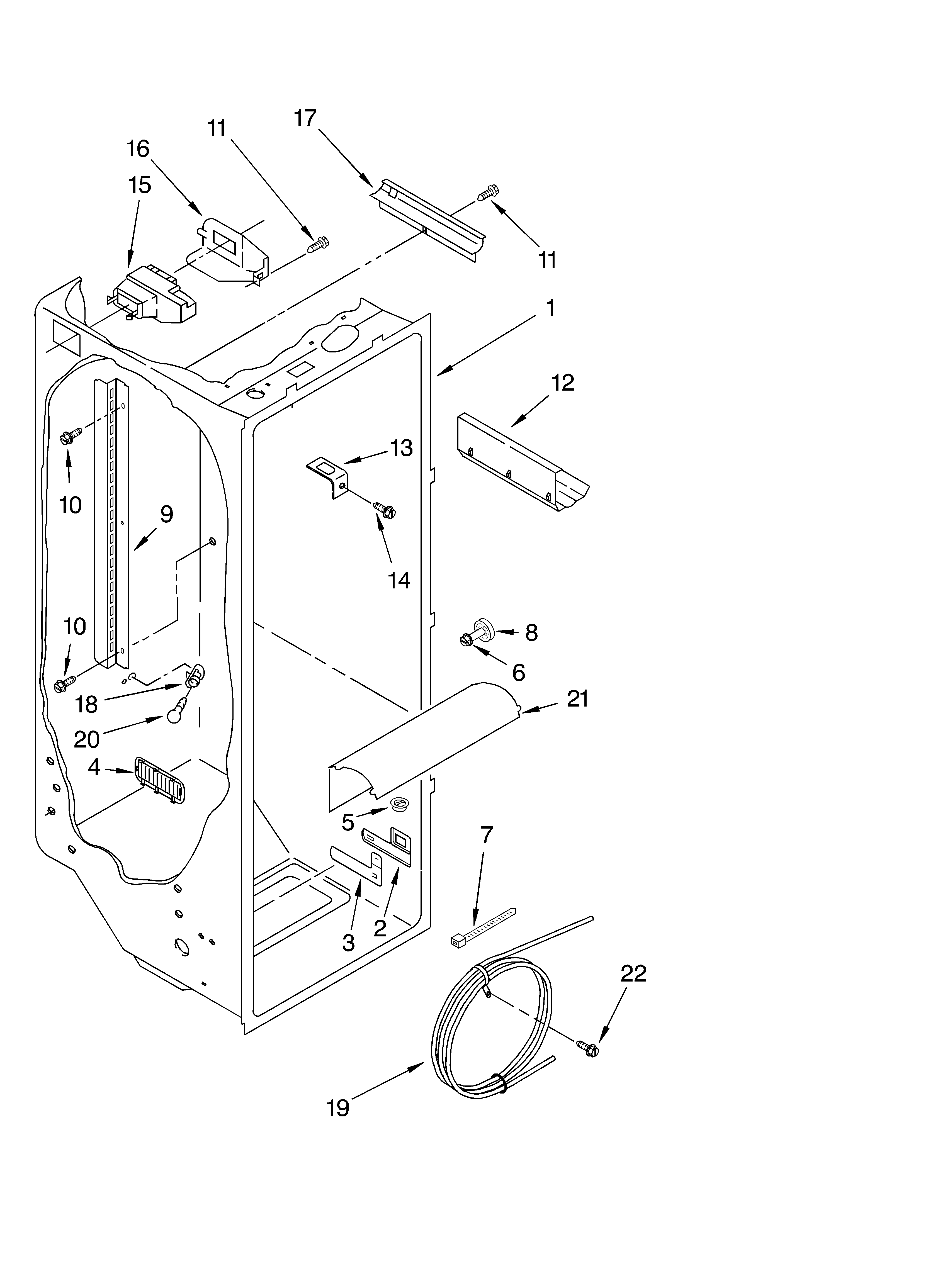 Whirlpool ED22LFXHW03 refrigerator liner diagram