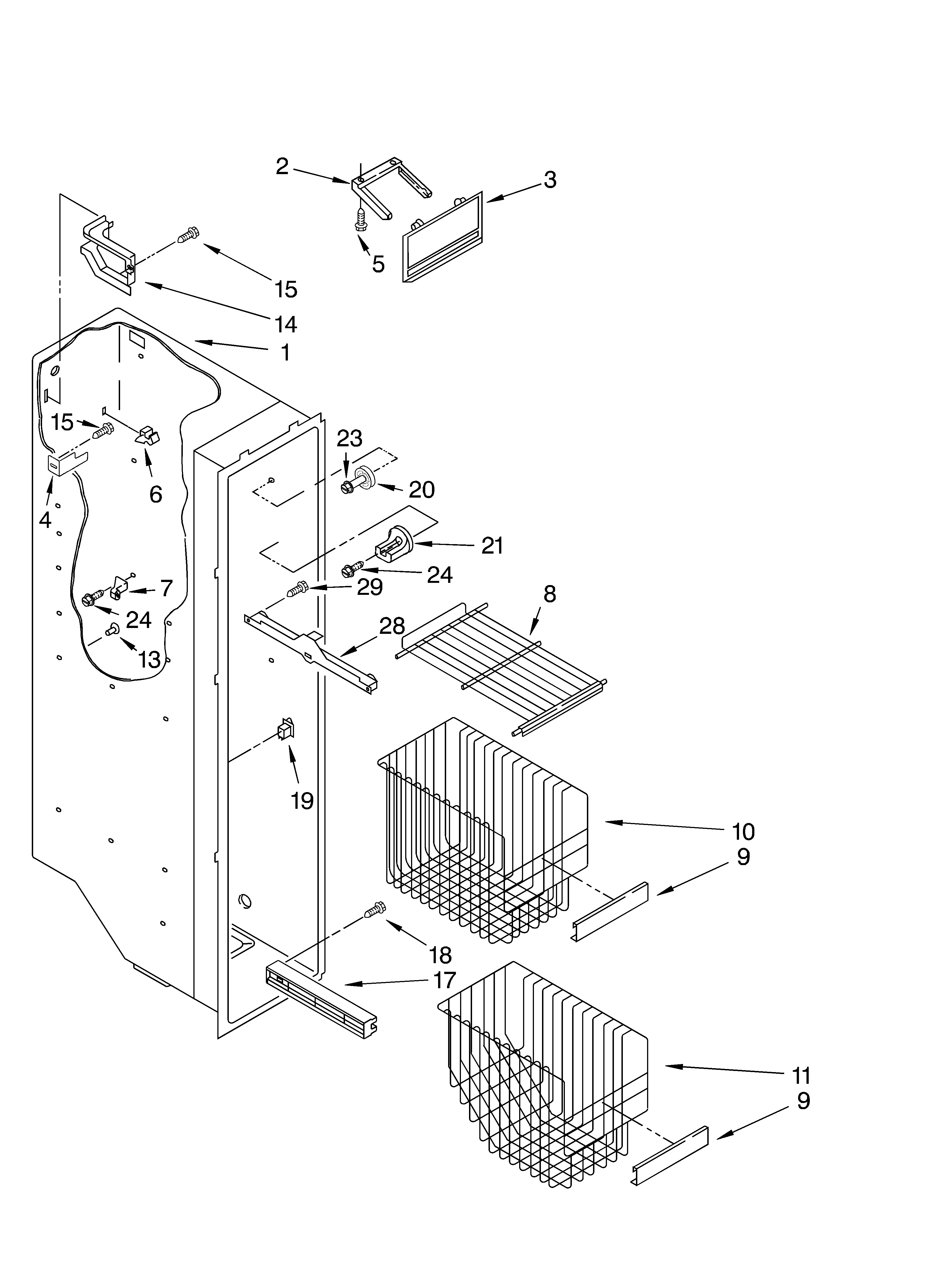 Whirlpool ED22LFXHW03 freezer liner diagram