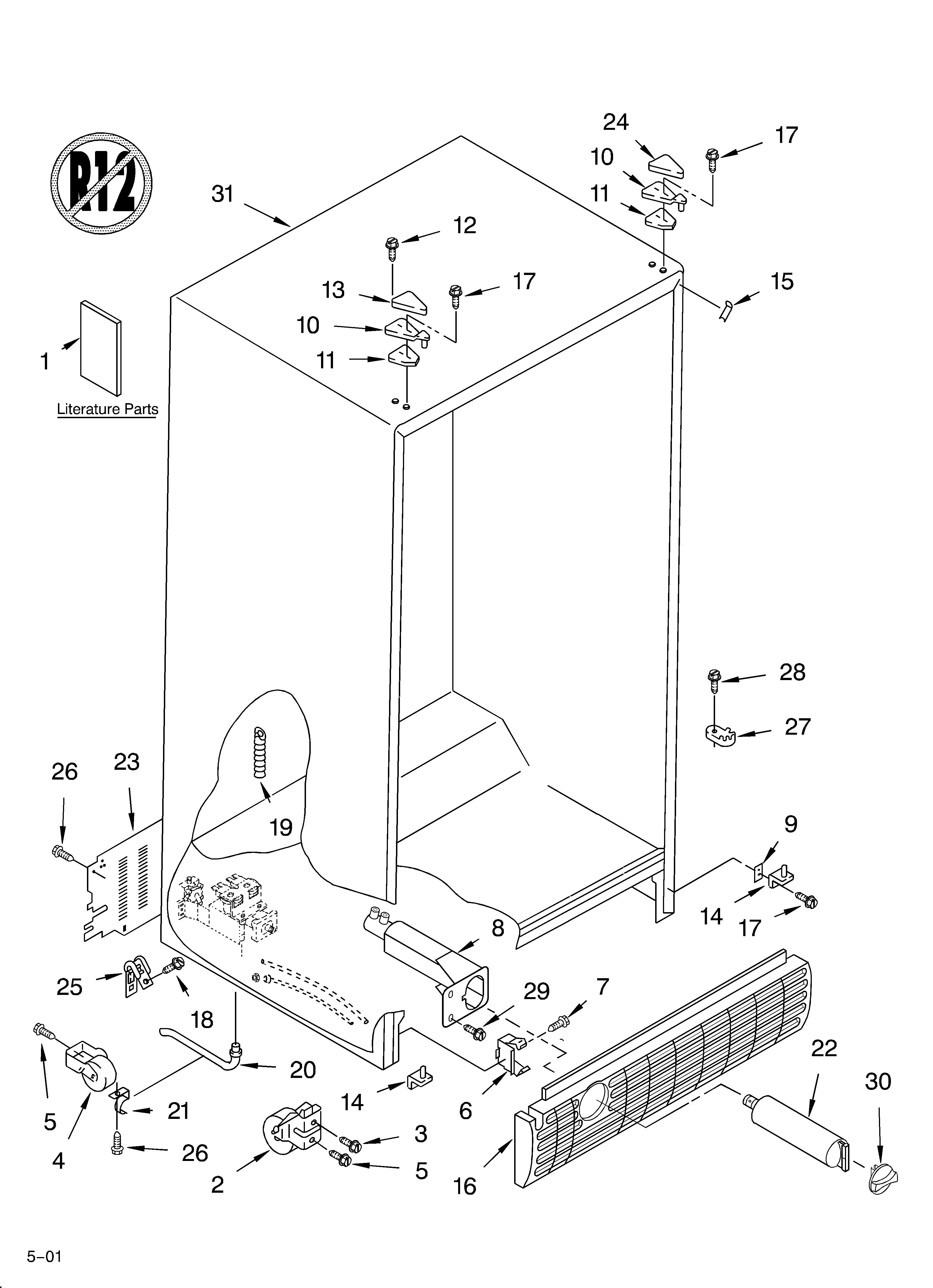 Whirlpool ED22QFXHB03 cabinet/literature diagram