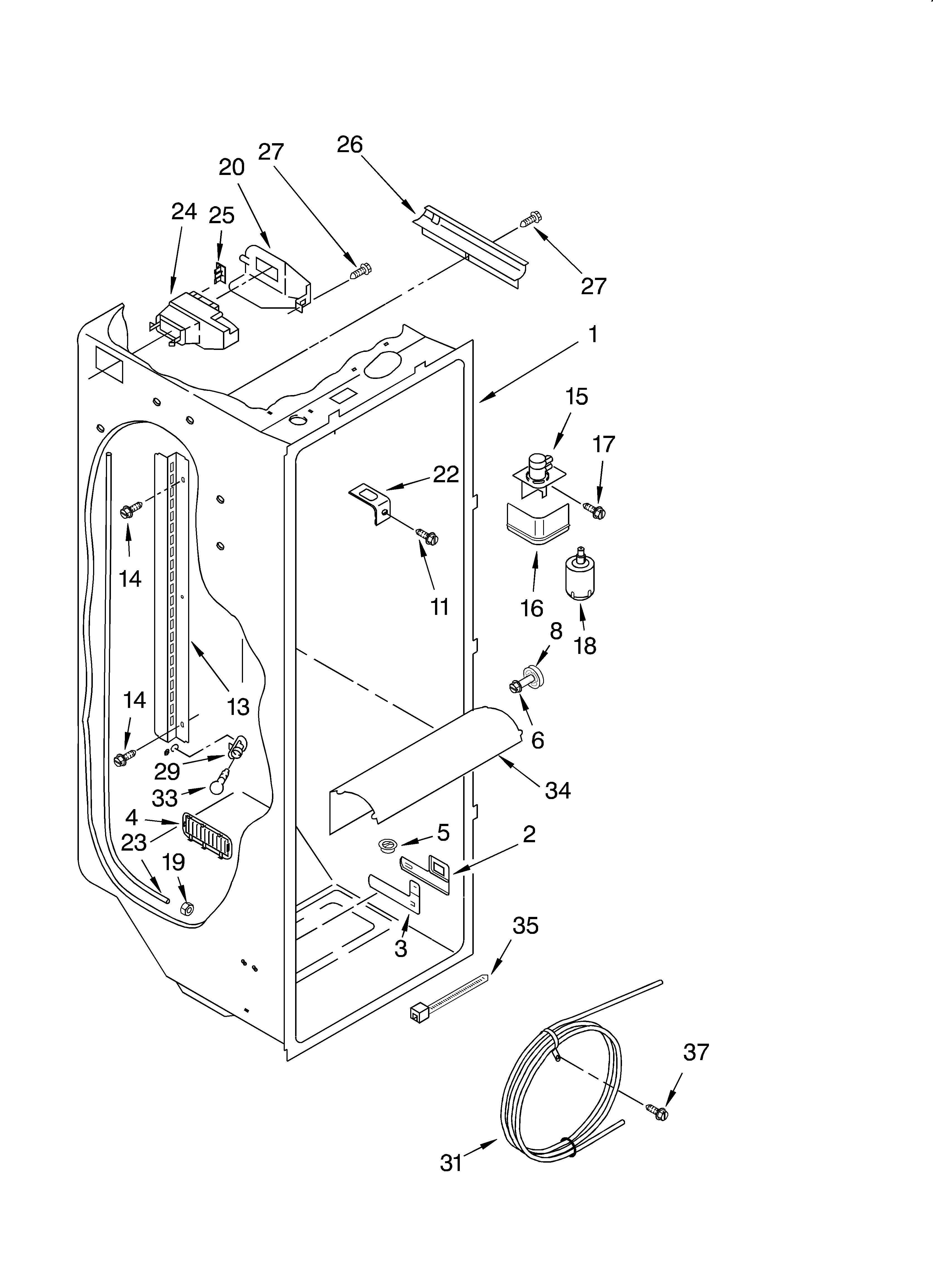 Whirlpool ED22TEXHT03 refrigerator liner diagram