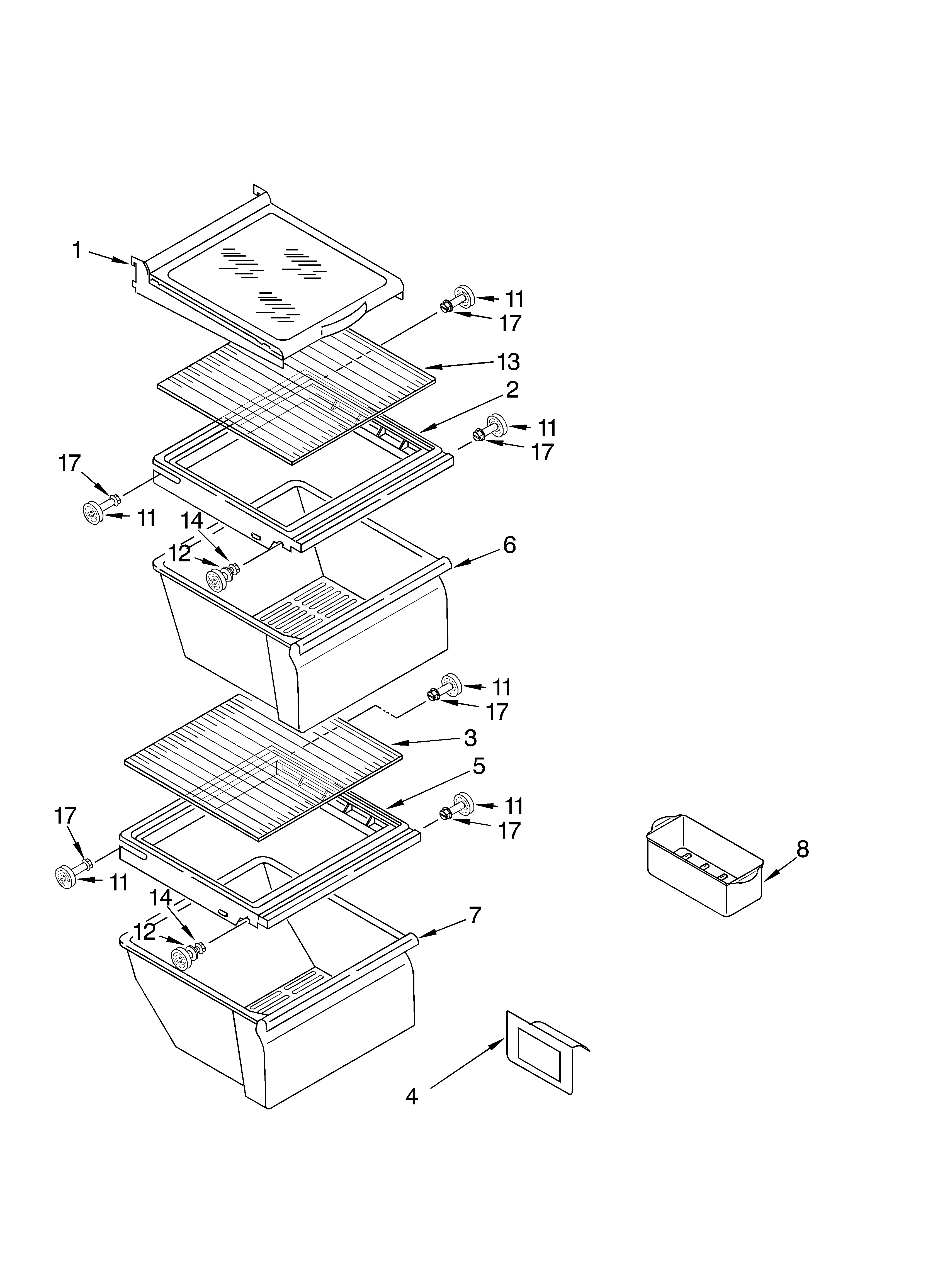 Whirlpool ED22UEXHT02 refrigerator shelf diagram