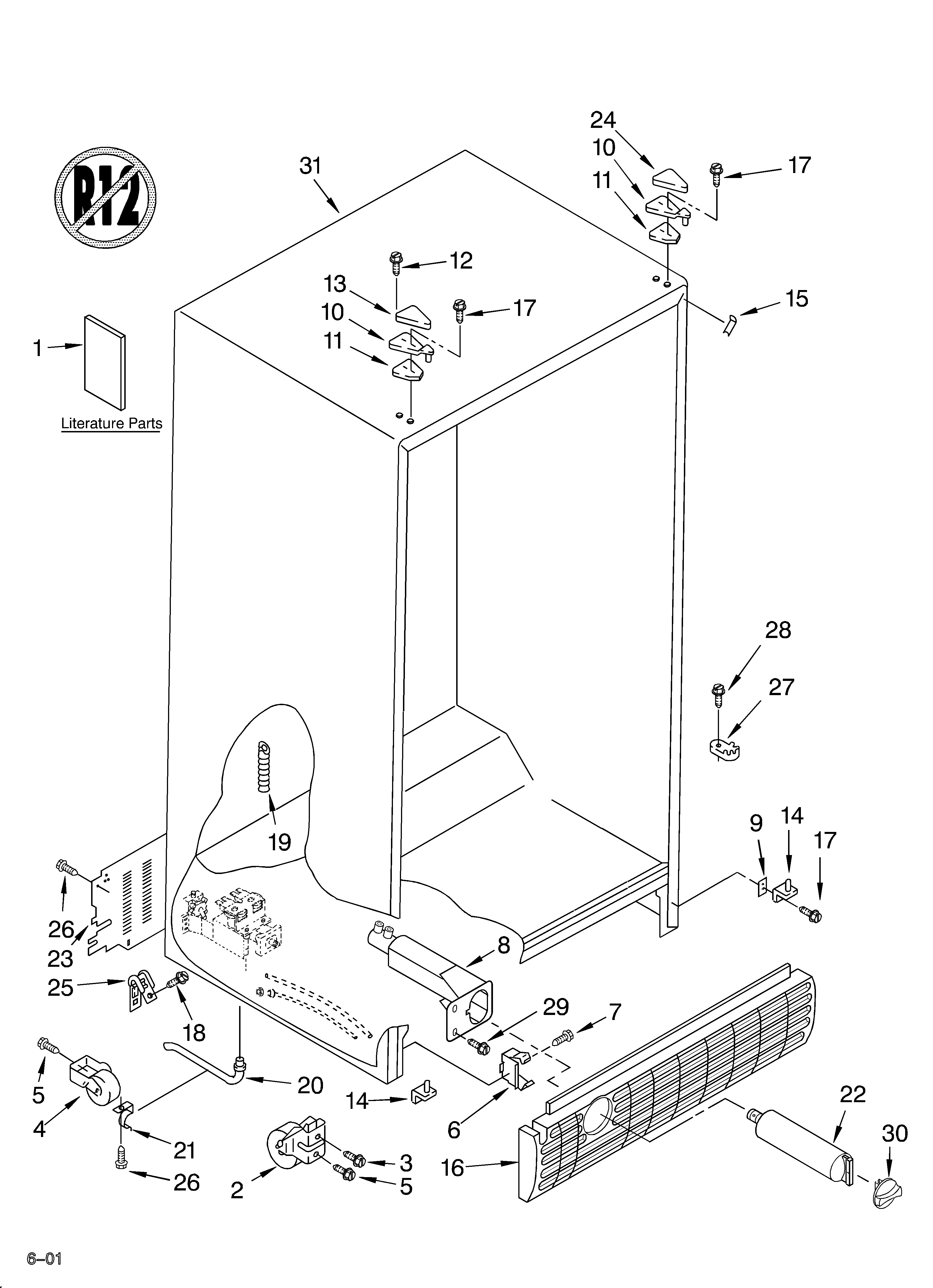 Whirlpool ED22RFXFN04 cabinet/literature diagram