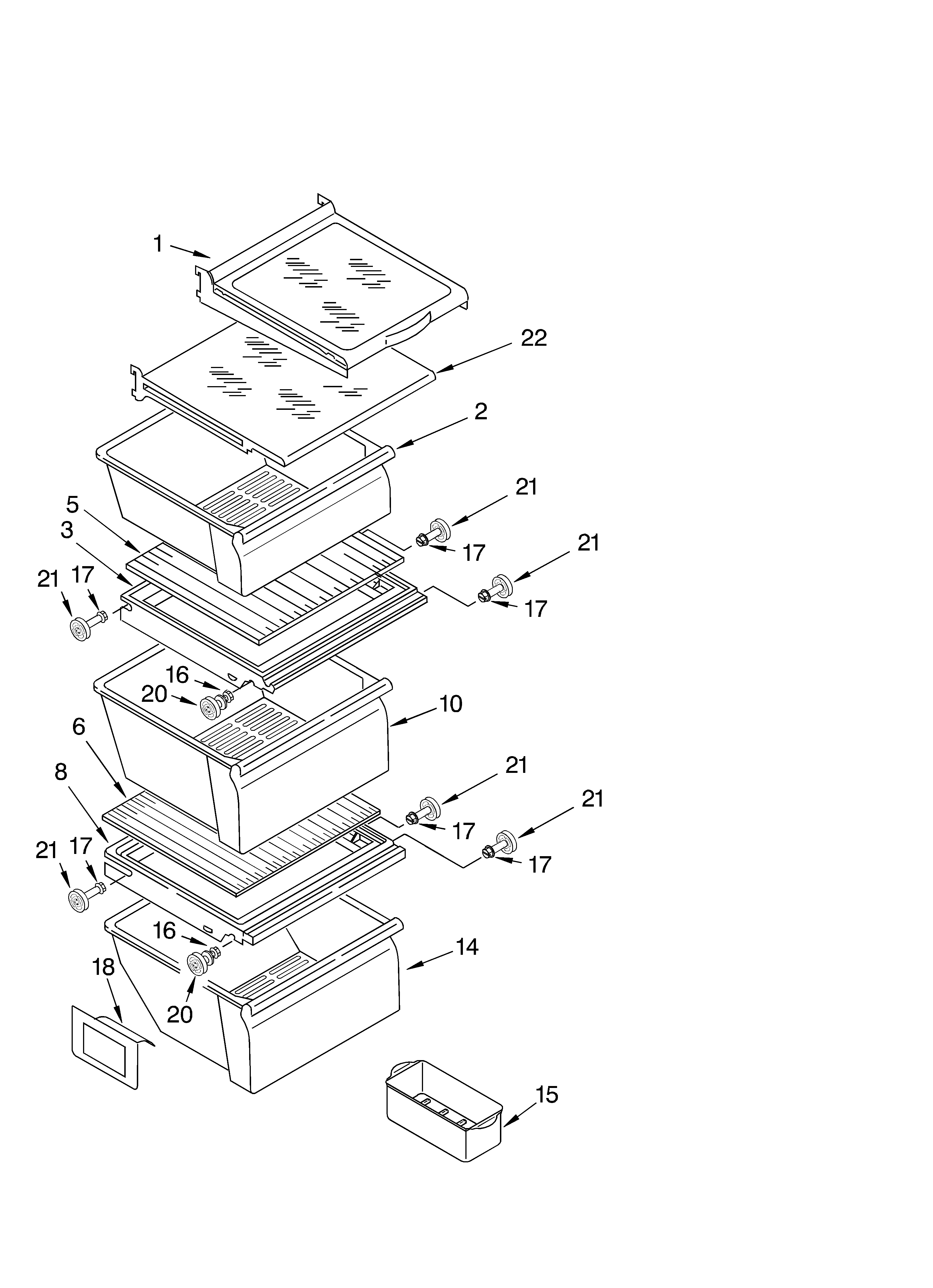 Whirlpool ED22RFXFN04 refrigerator shelf diagram