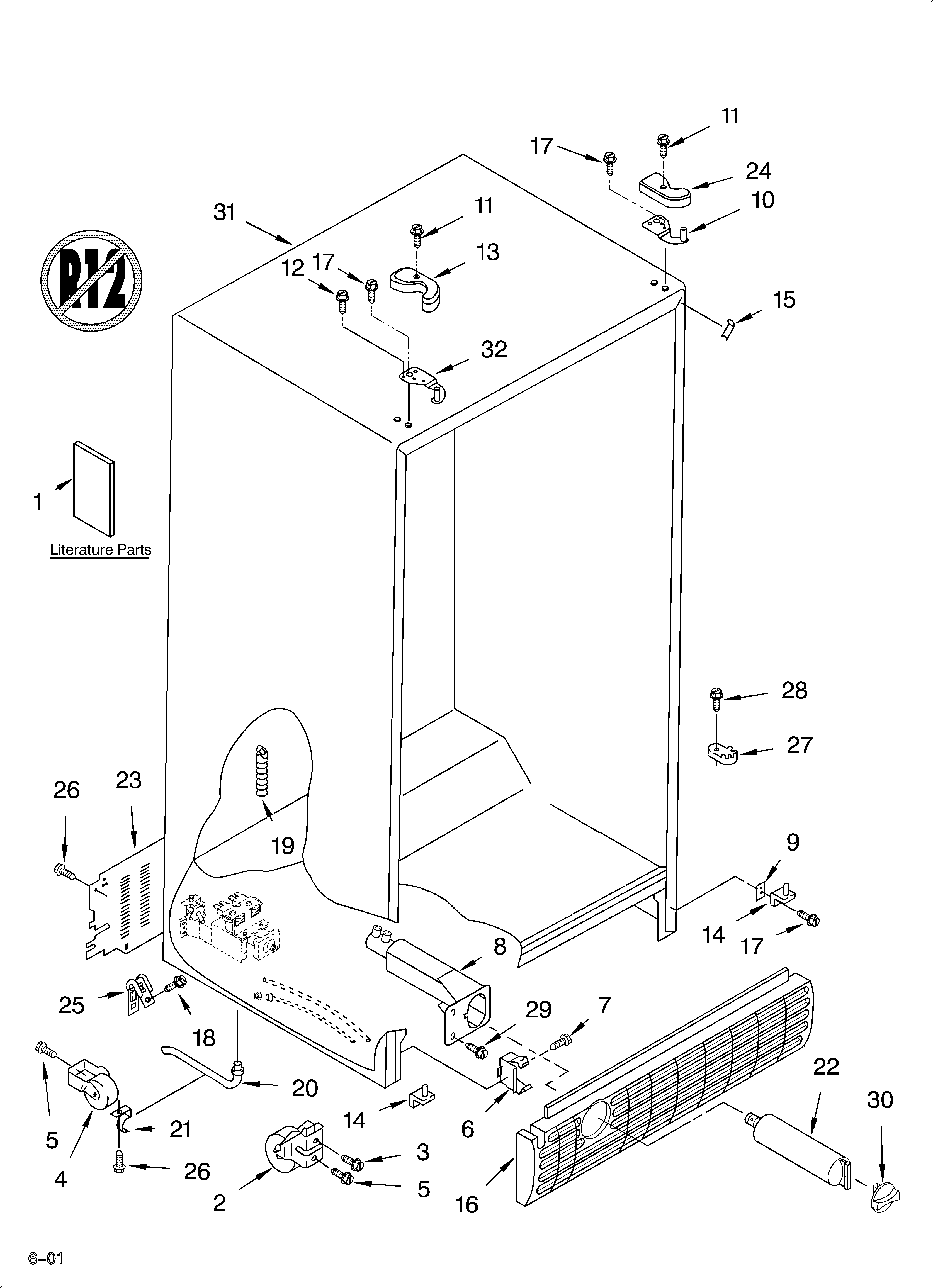Whirlpool GD22DCXHS02 cabinet/literature diagram