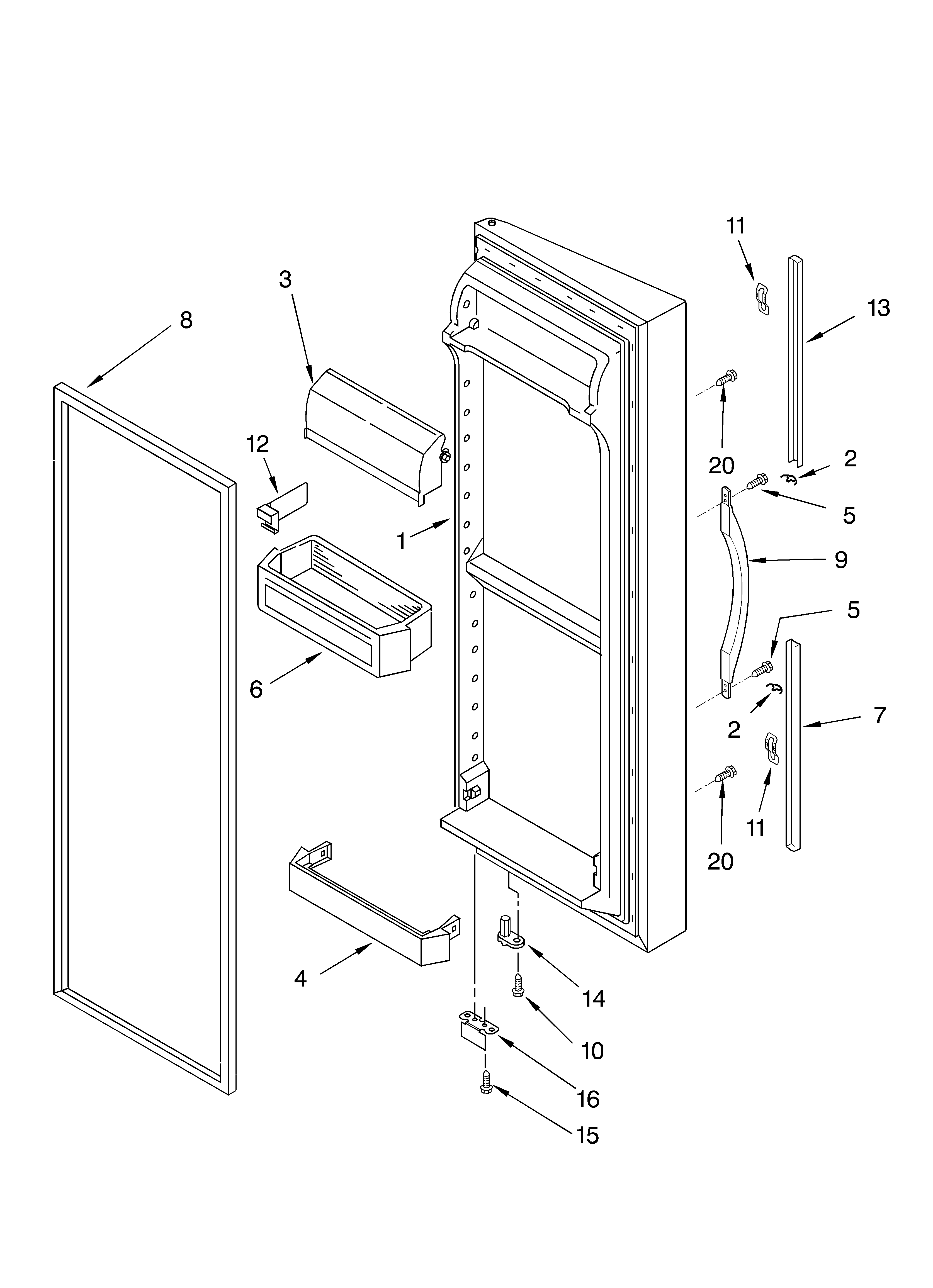 Whirlpool GD22DCXHS02 refrigerator door diagram