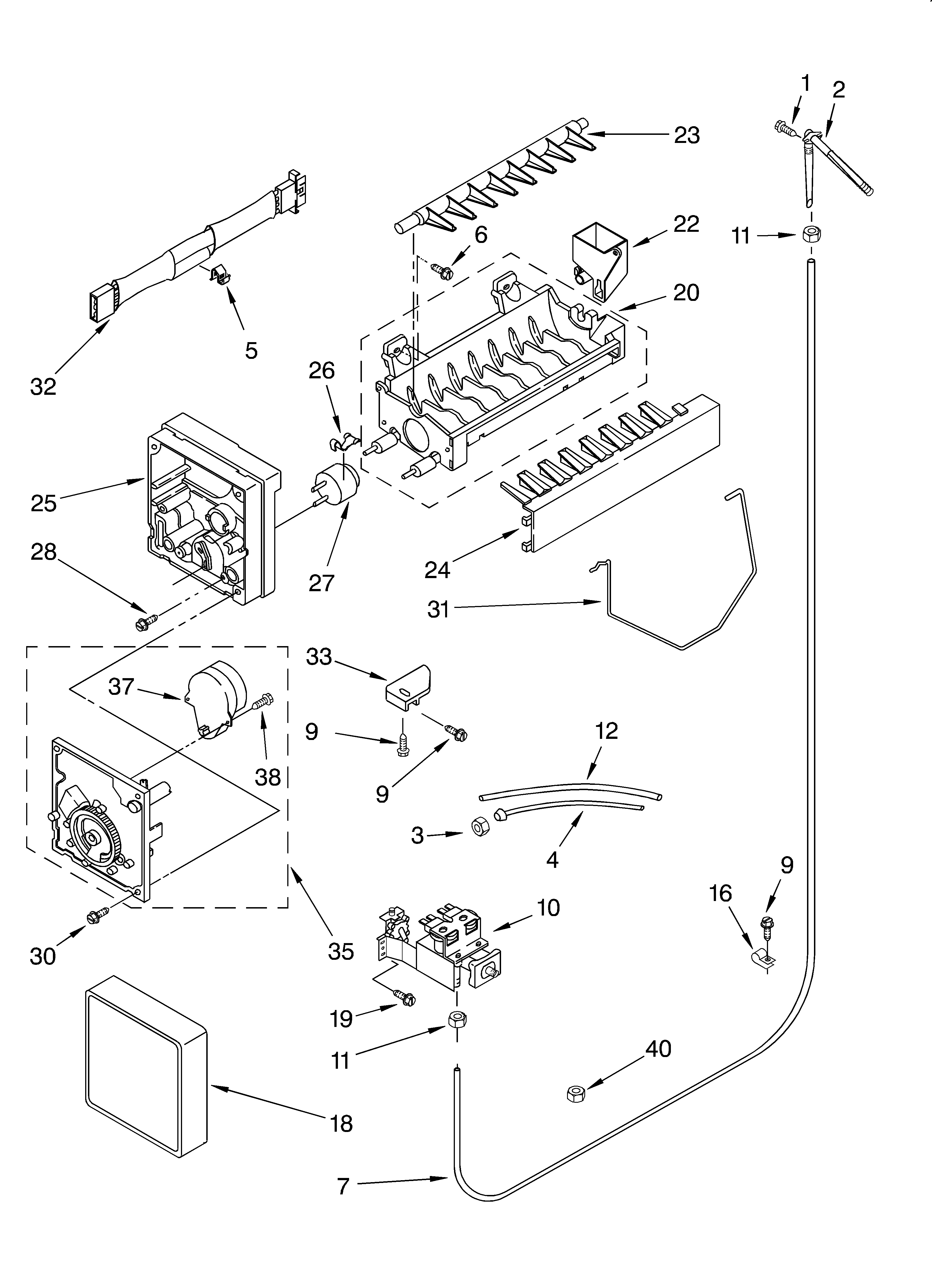 Whirlpool GD22DCXHS02 ice maker diagram