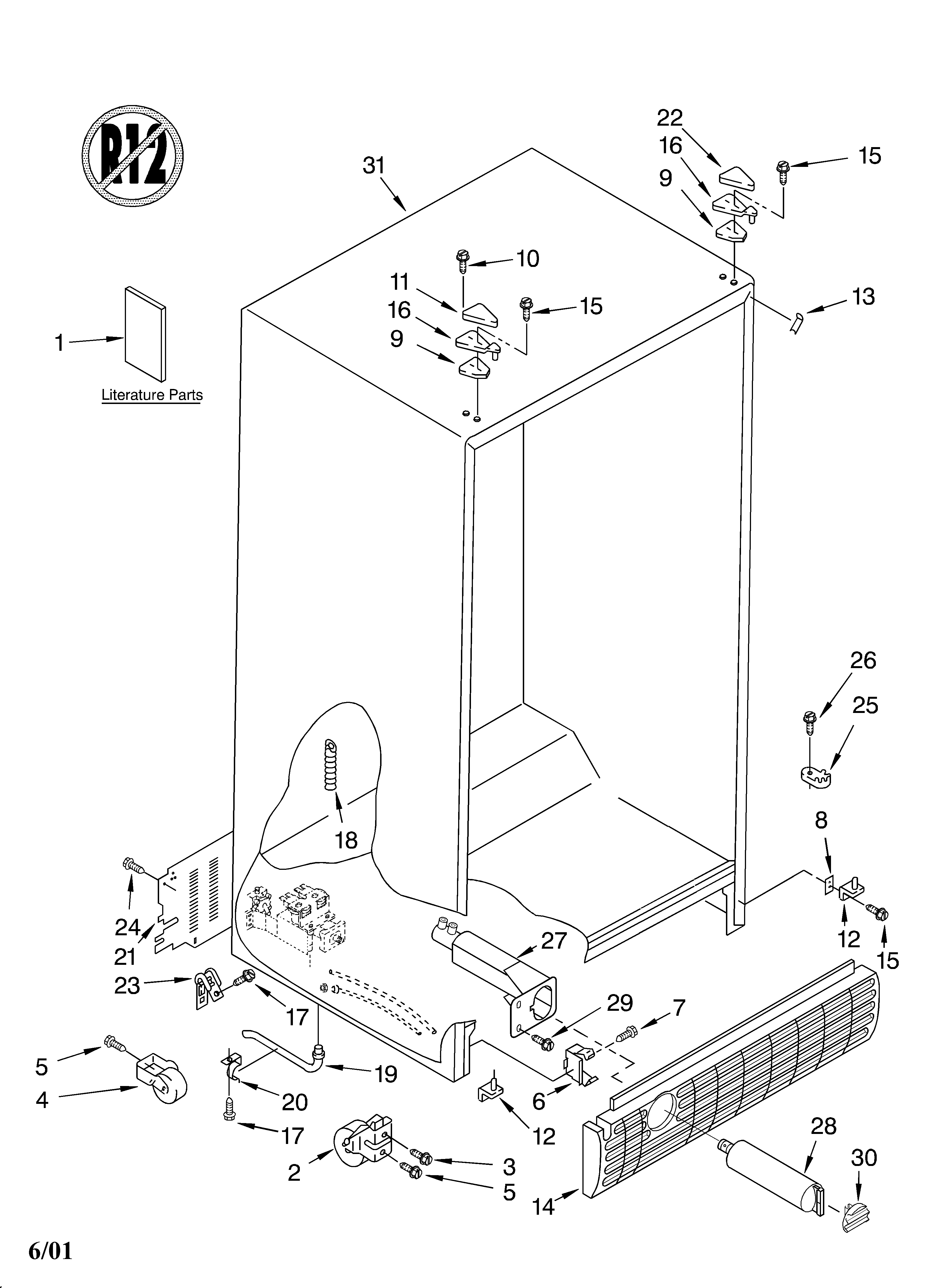 KitchenAid KSRB22FHWH05 cabinet/literature diagram