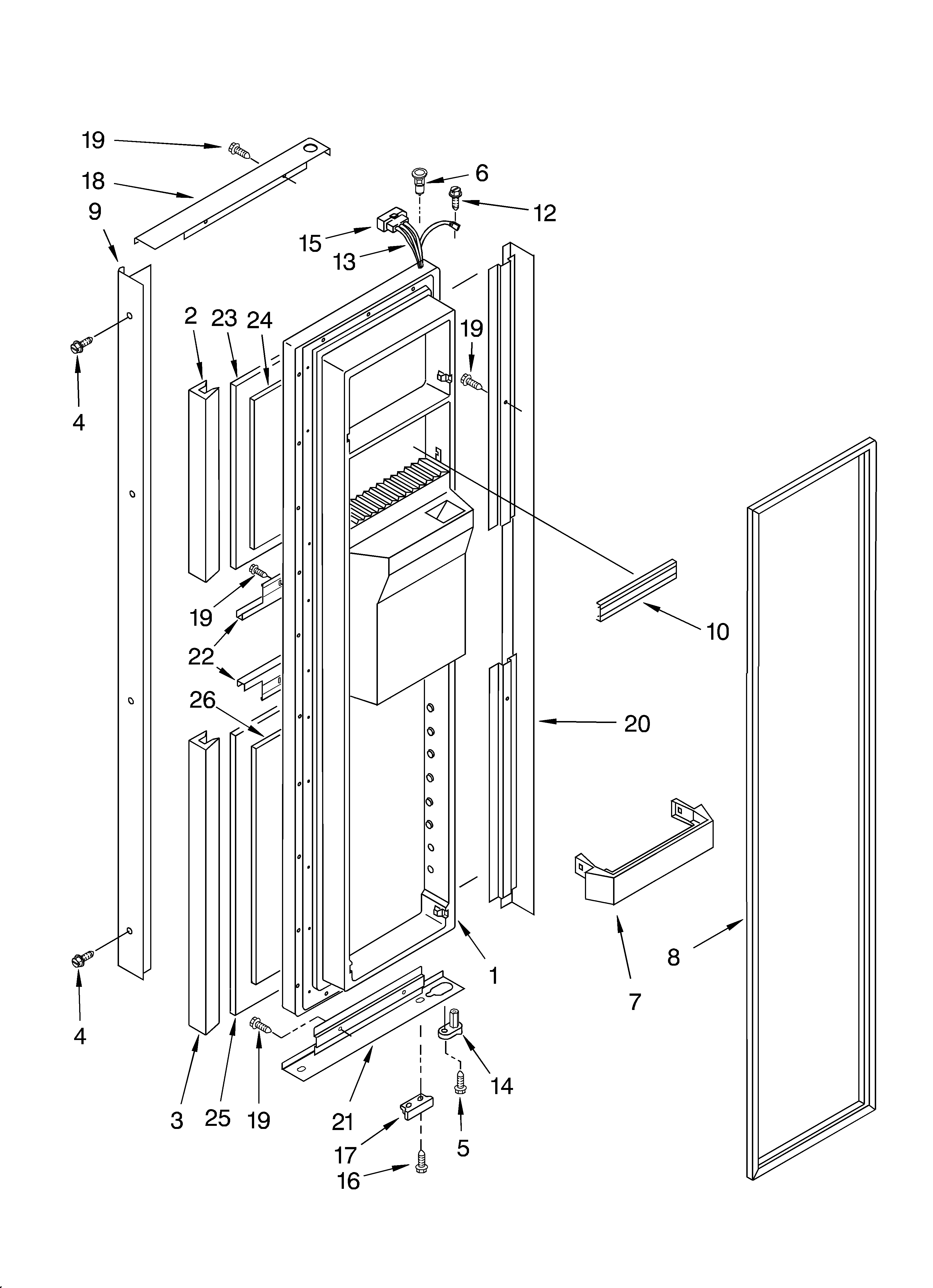 KitchenAid KSRB22FHWH05 freezer door diagram