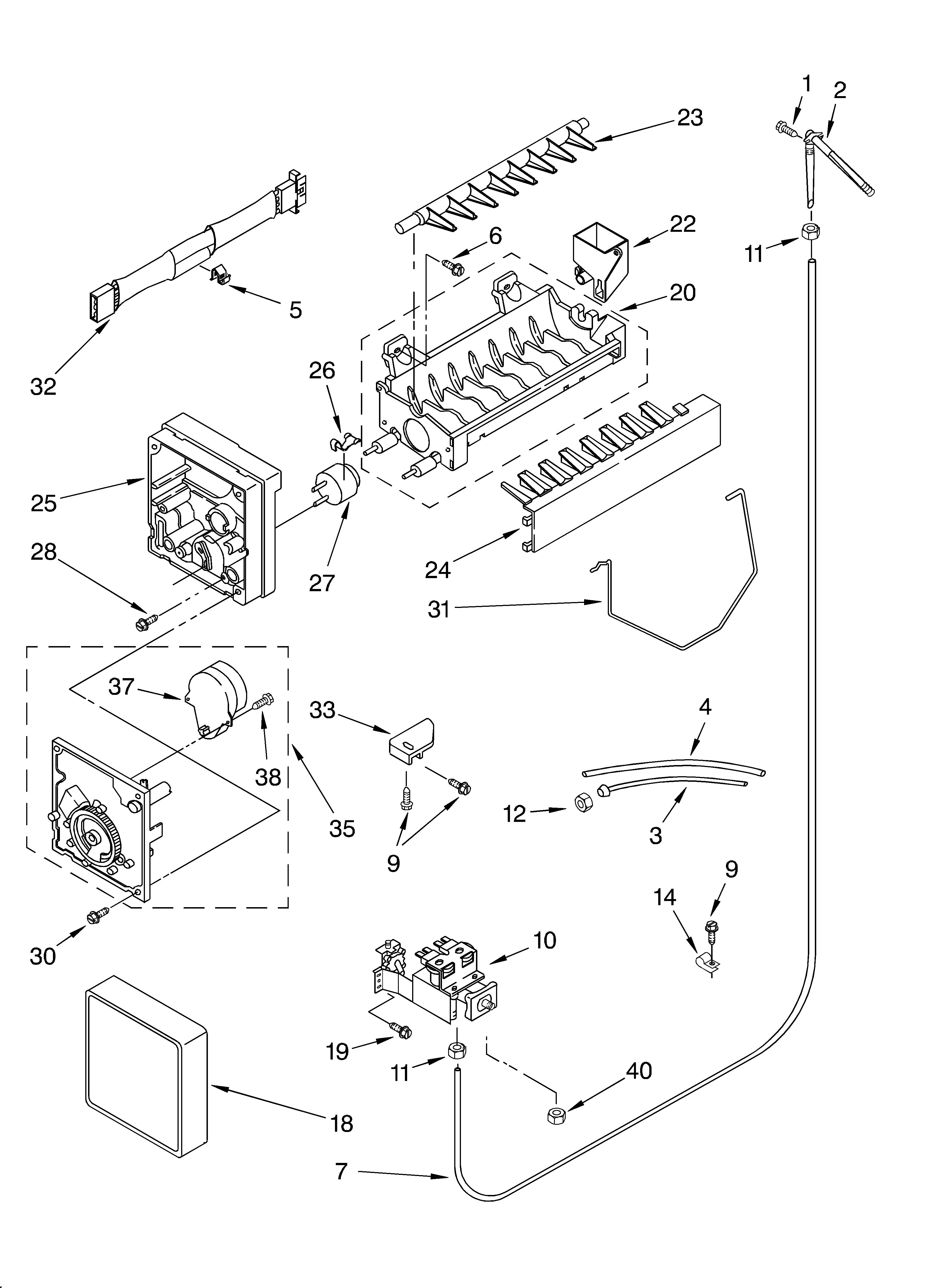 KitchenAid KSRB22FHWH05 ice maker diagram