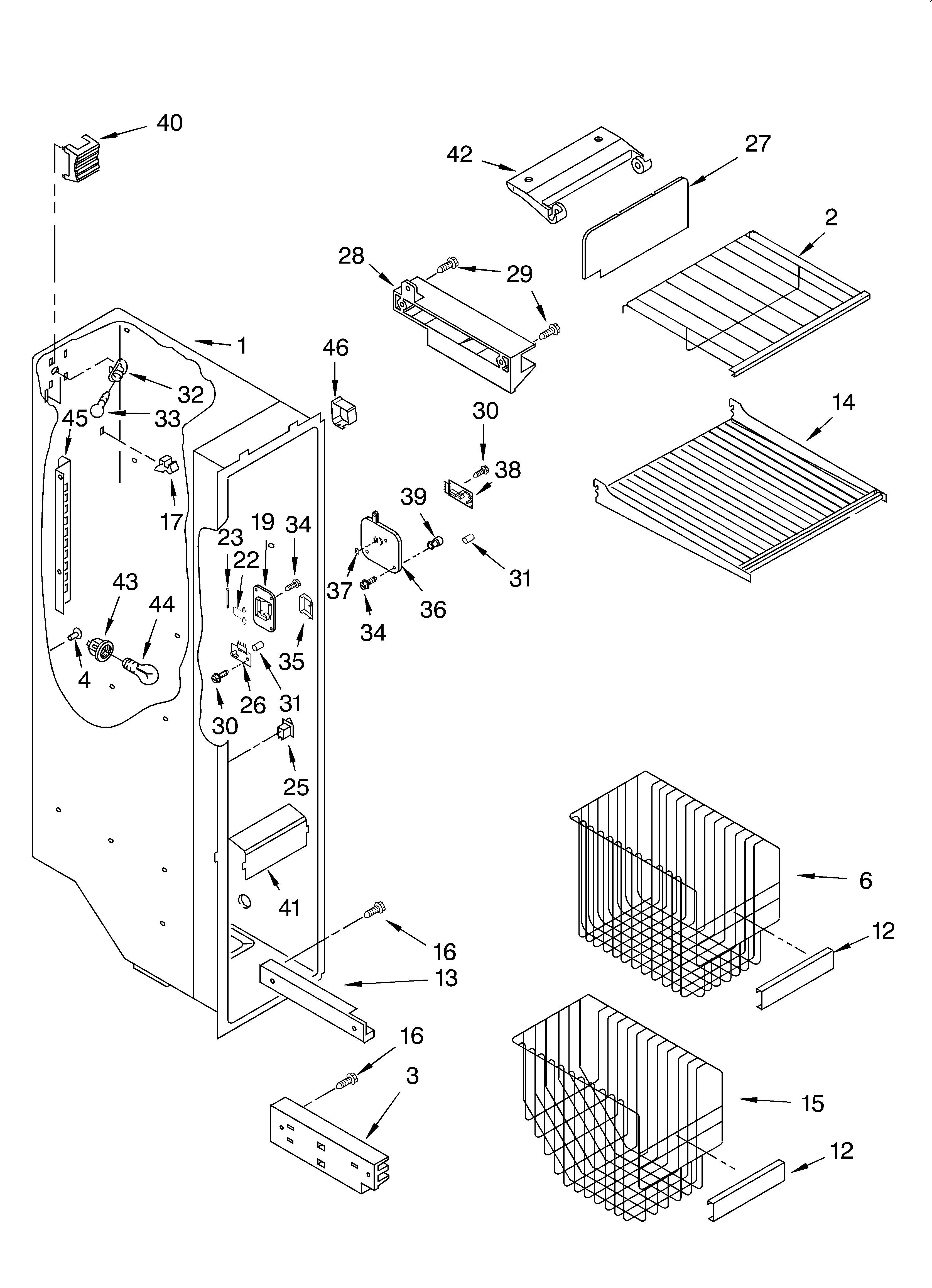Whirlpool GD5SHAXKT00 freezer liner diagram
