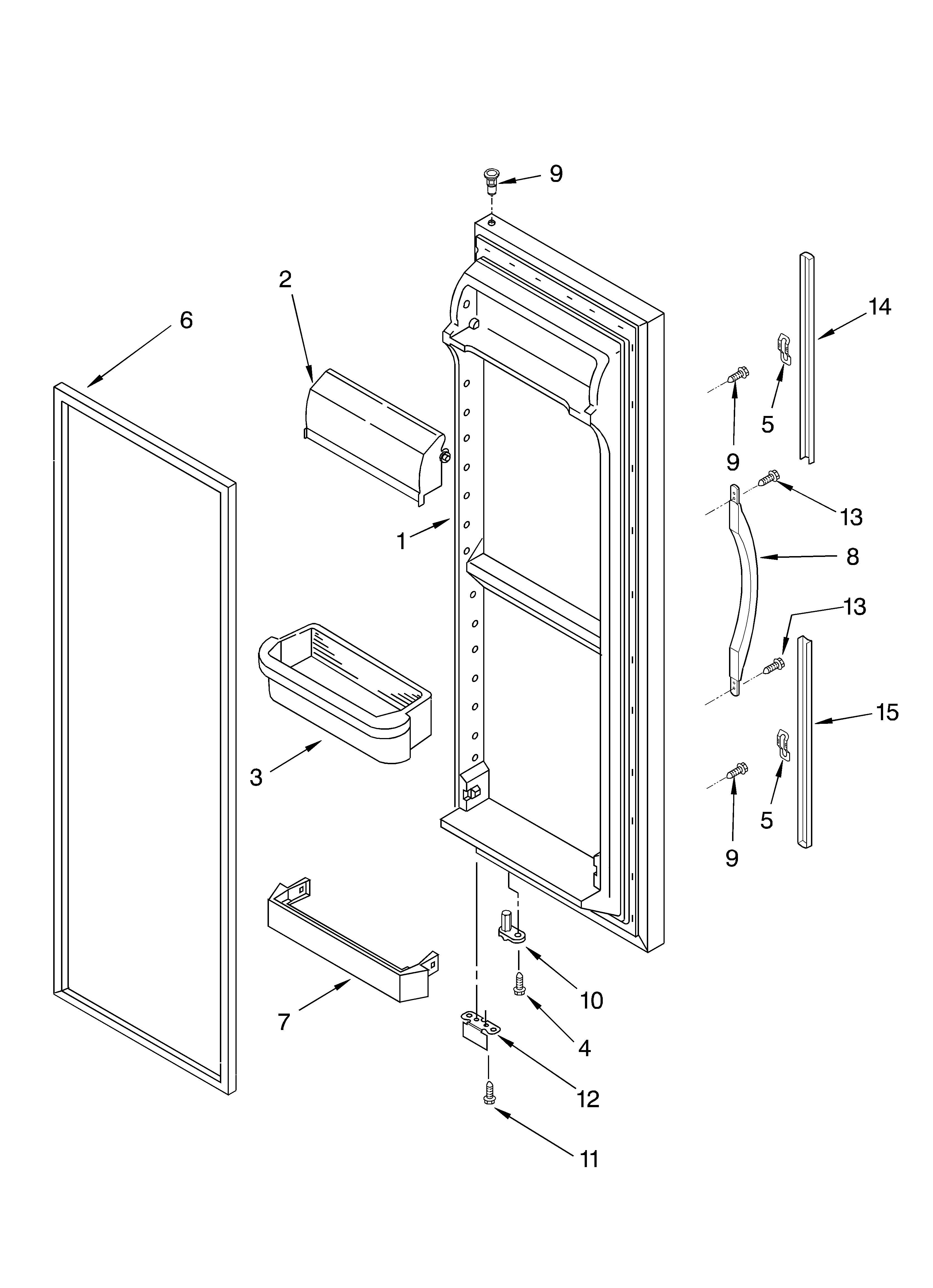 Whirlpool GD5SHAXKT00 refrigerator door diagram