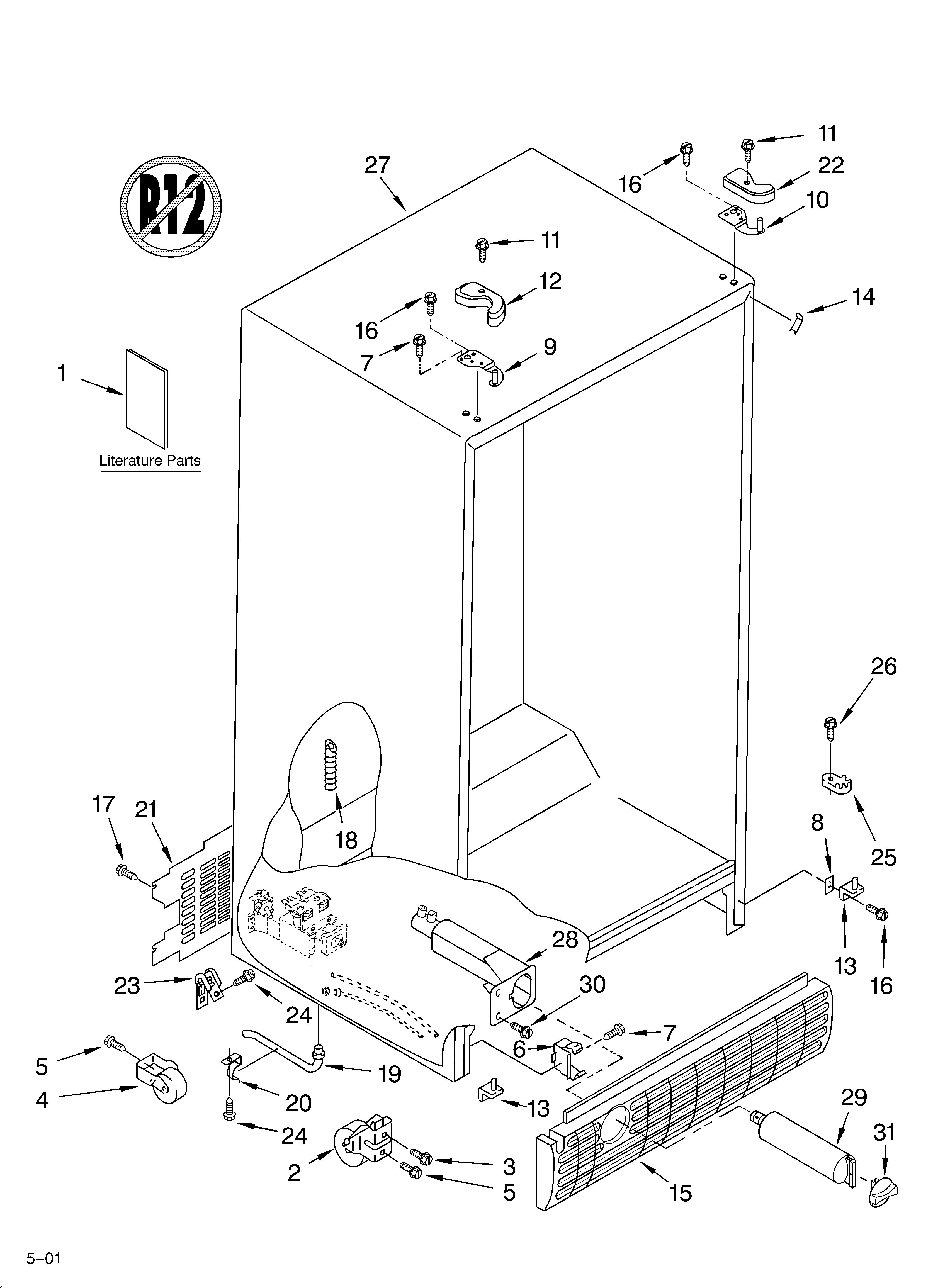 Whirlpool ED7FHGXKT00 cabinet/literature diagram