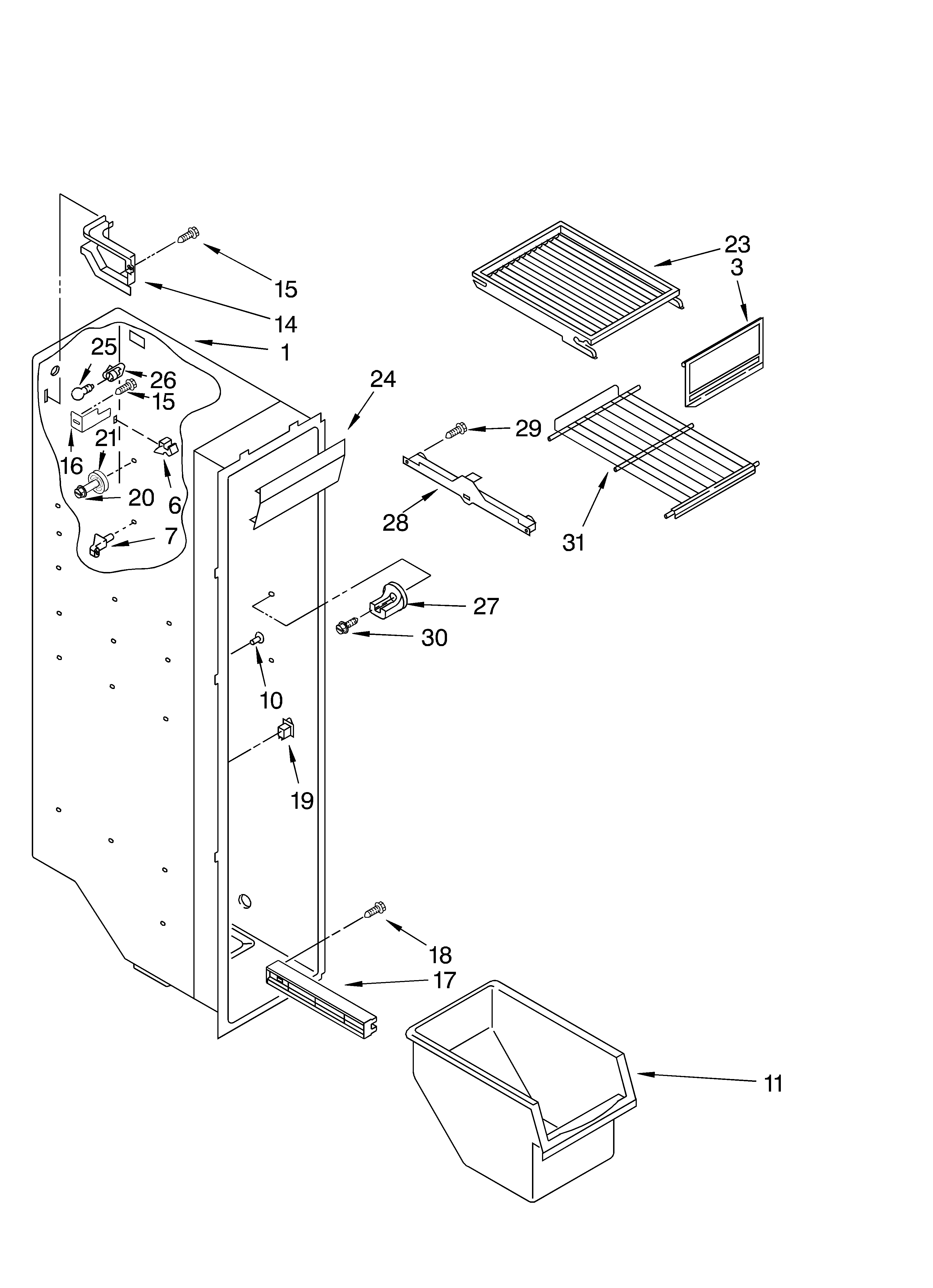 Whirlpool ED7FHGXKT00 freezer liner diagram