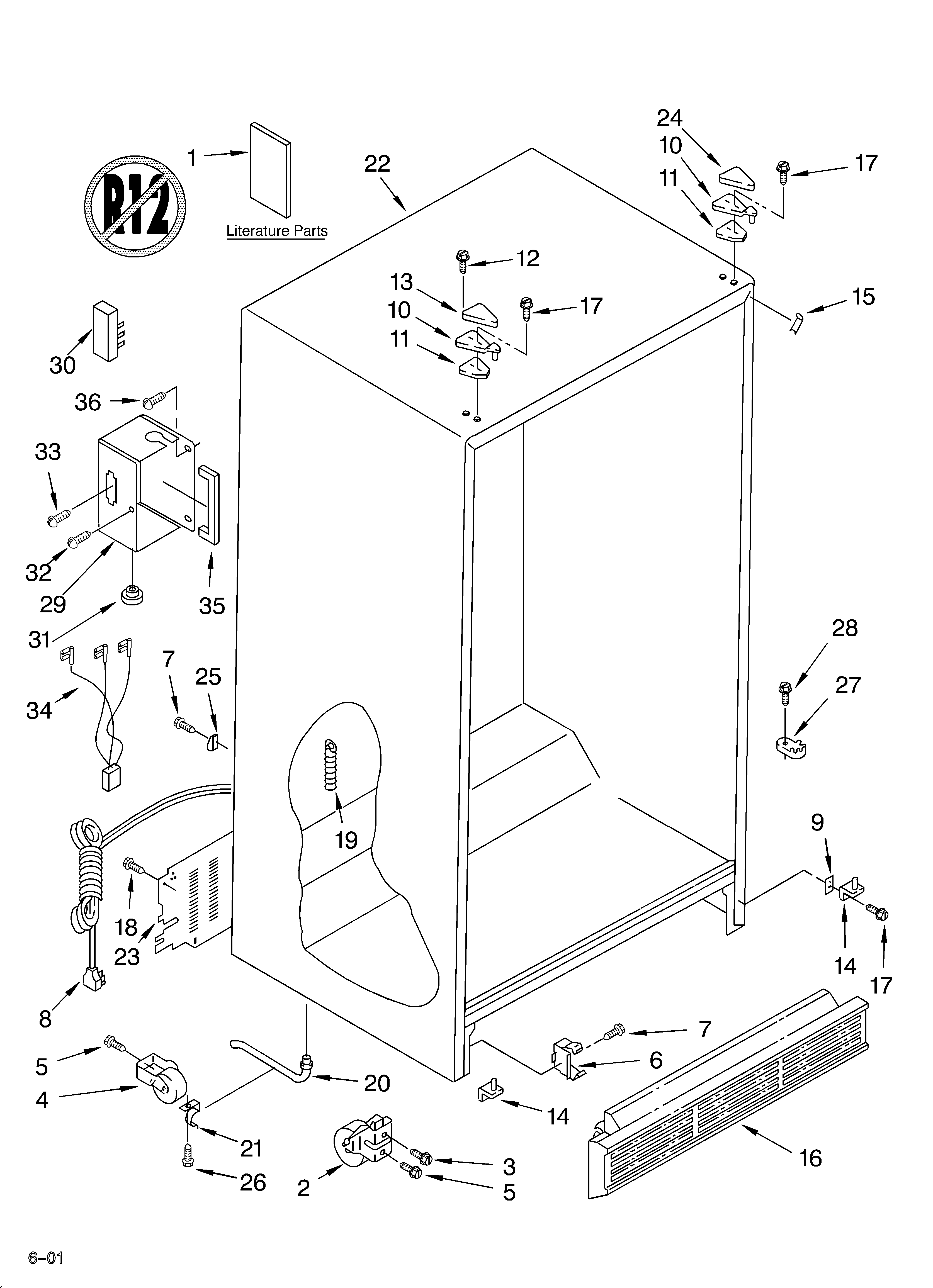 Whirlpool 6ED22DQXFB03 cabinet/literature diagram
