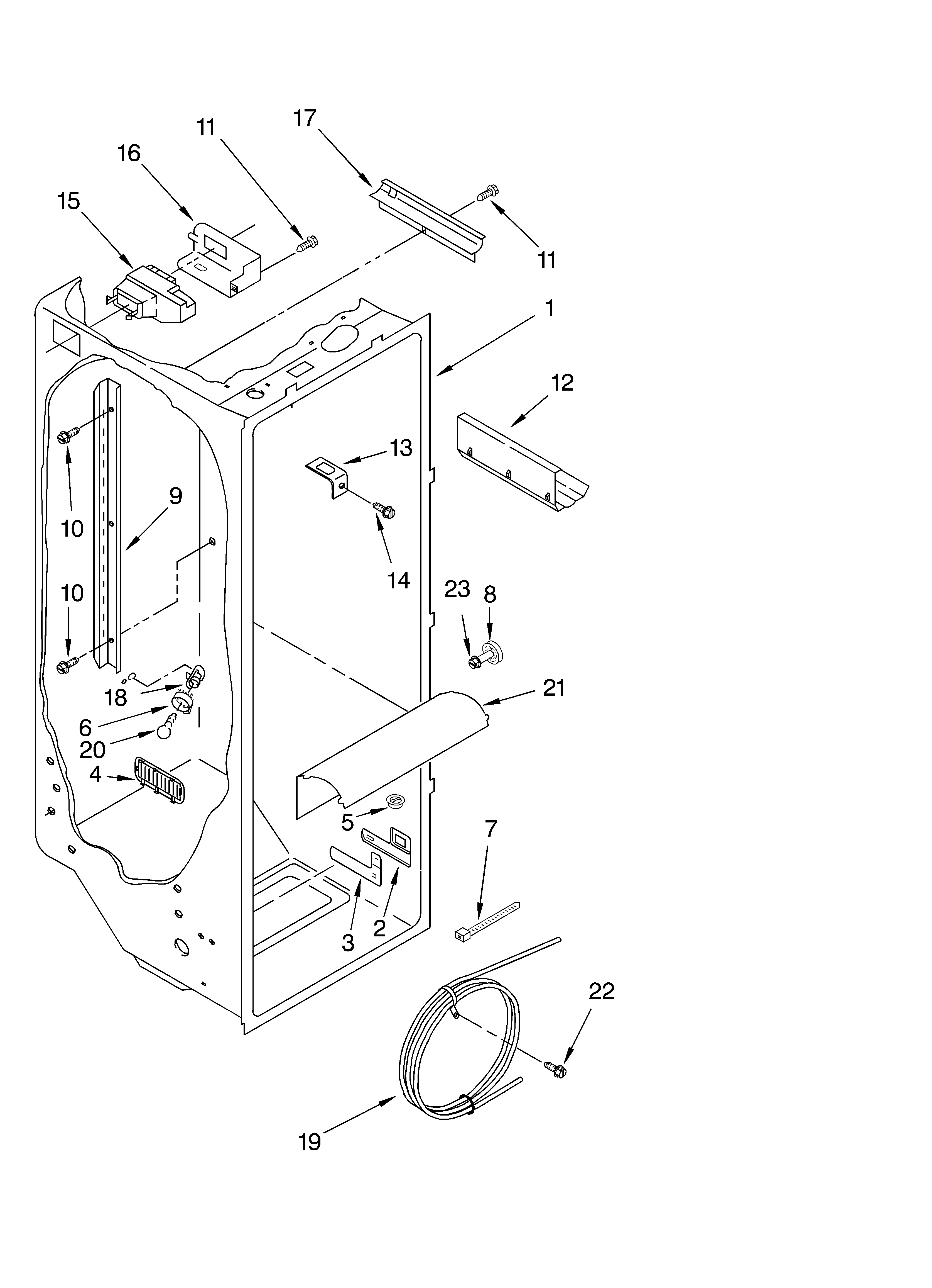 Whirlpool 6ED22DQXFB03 refrigerator liner diagram