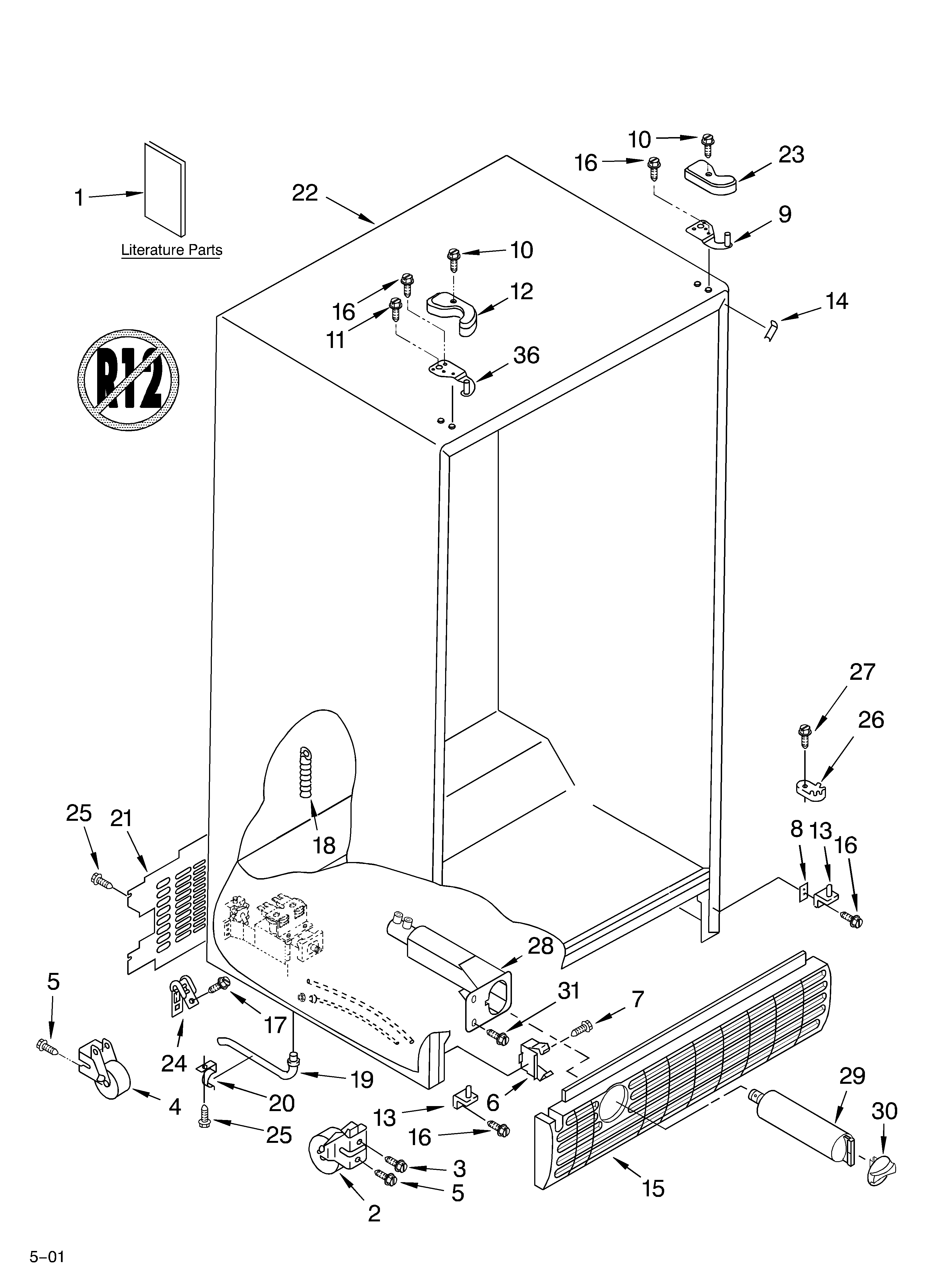 Whirlpool 7GD27DIXHS00 cabinet/literature diagram