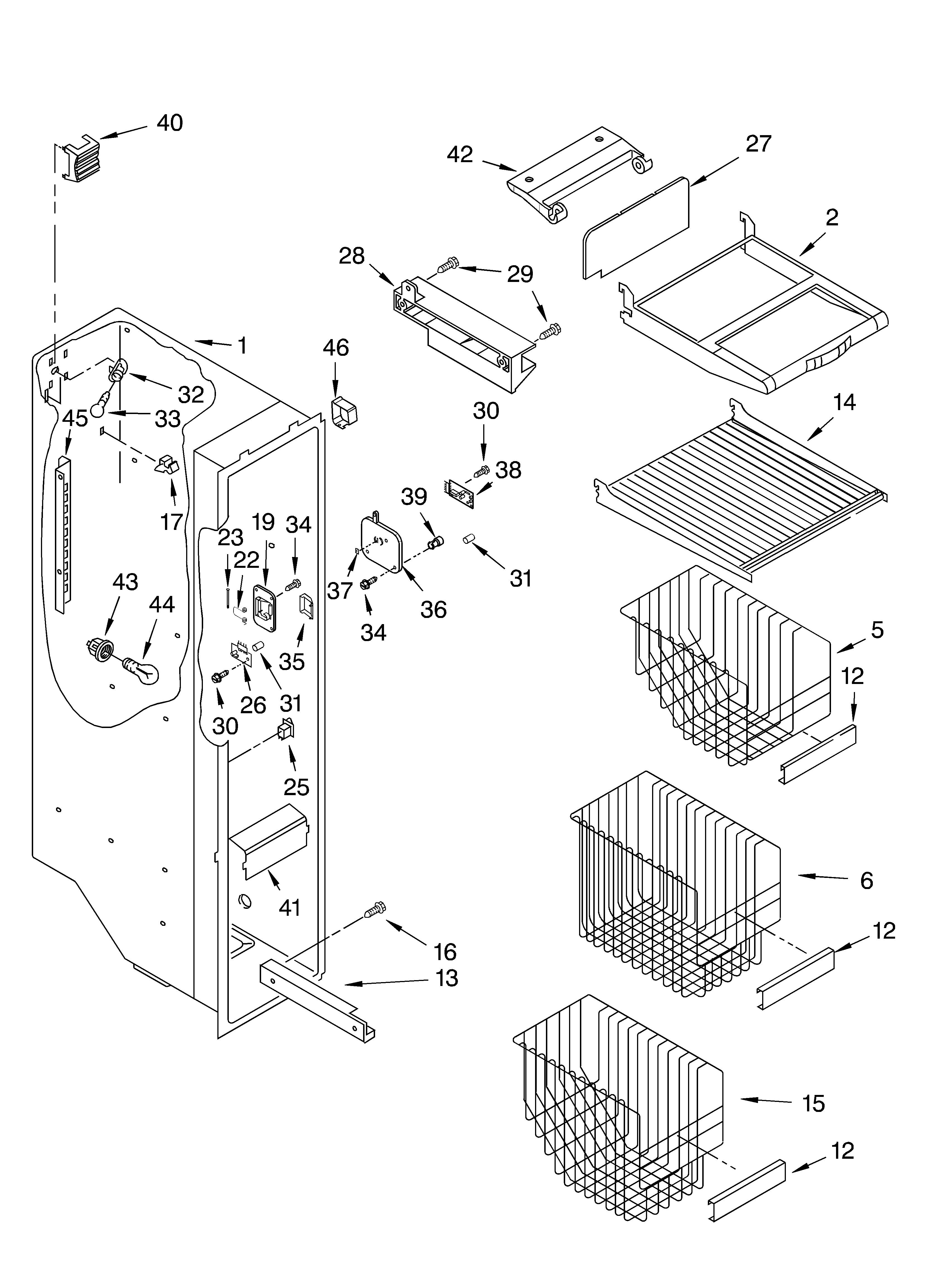 Whirlpool 7GD27DIXHS00 freezer liner diagram