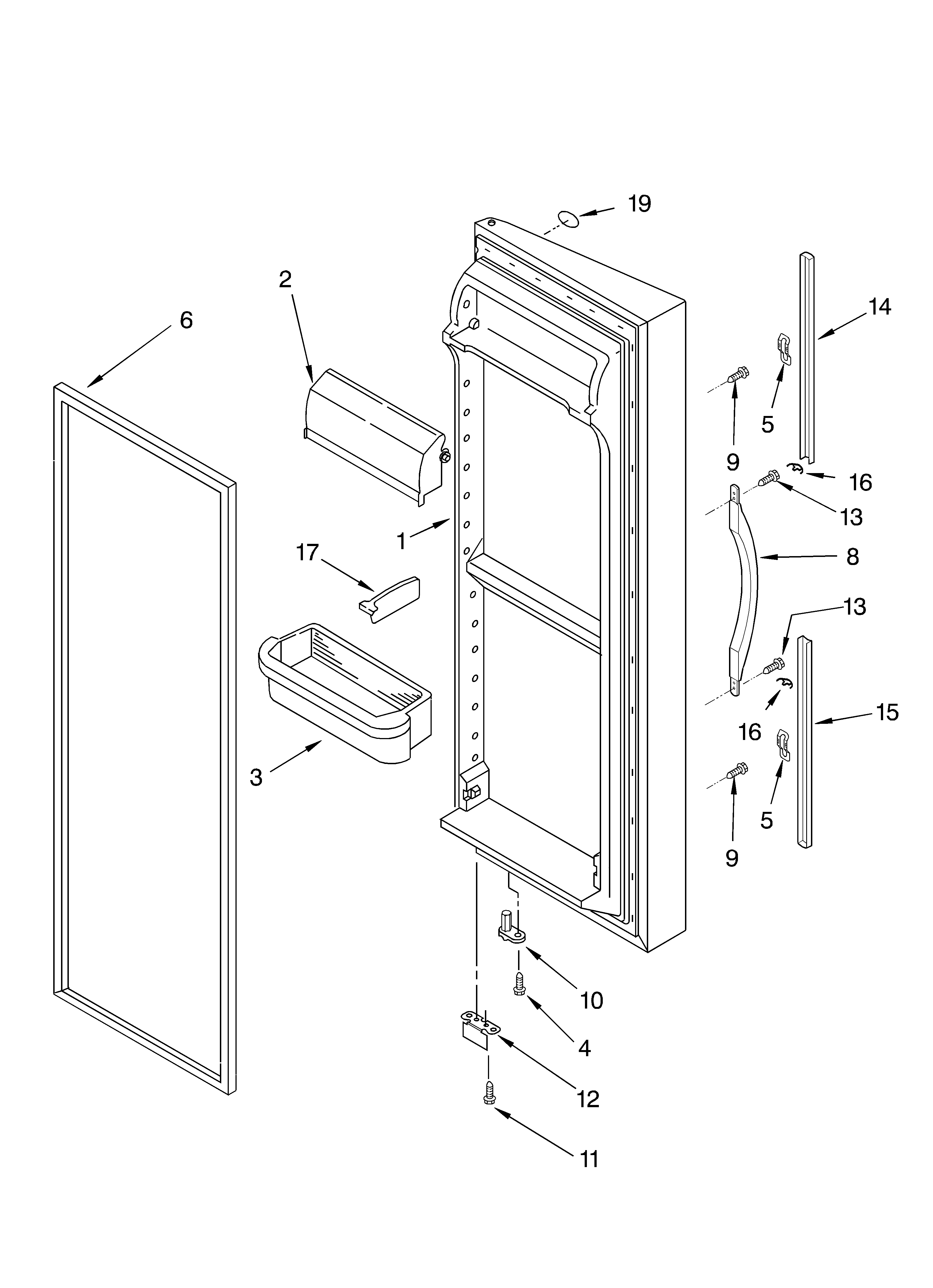 Whirlpool 7GD27DIXHS00 refrigerator door diagram