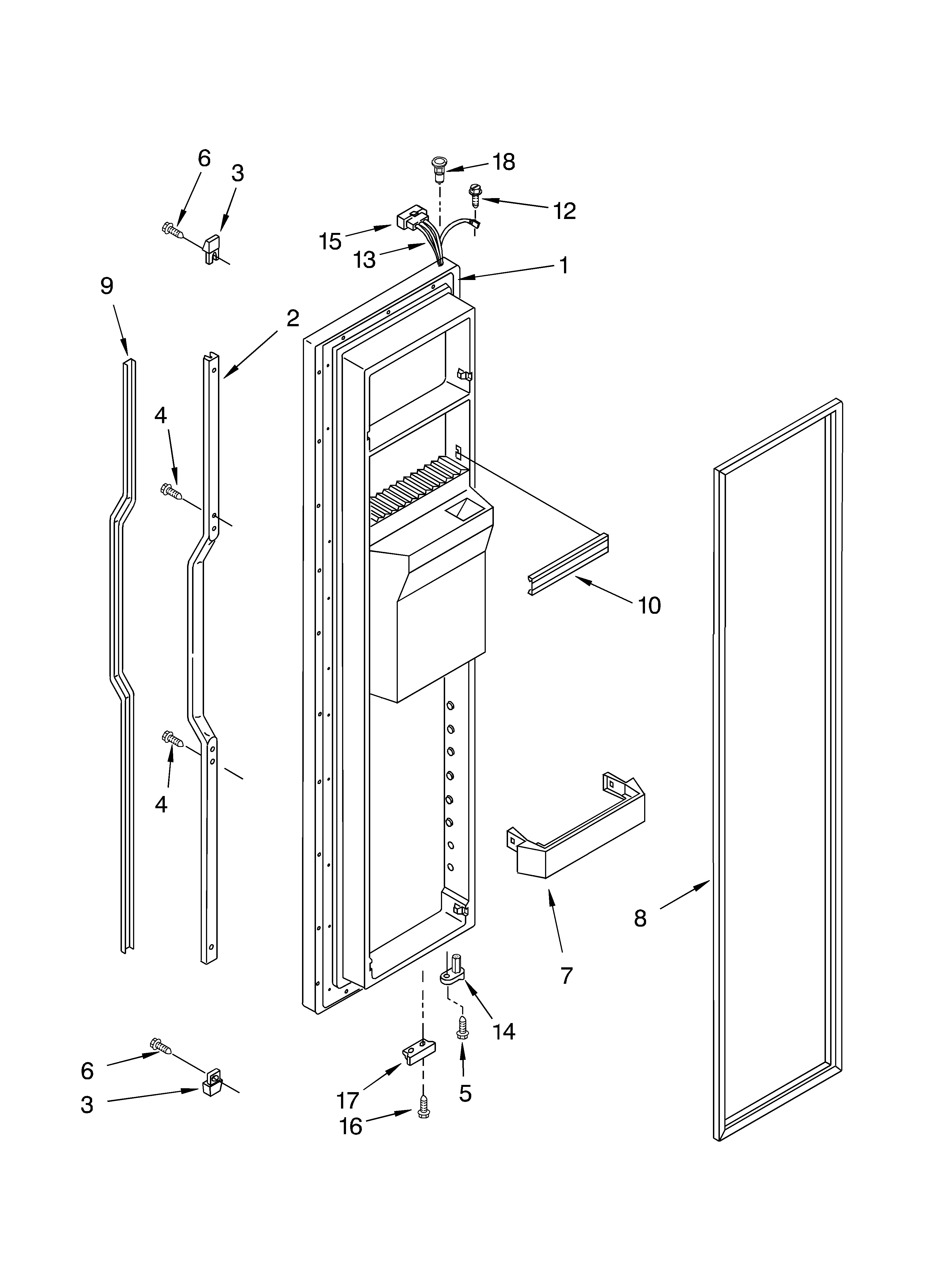 KitchenAid KSRS22FGBL05 freezer door diagram