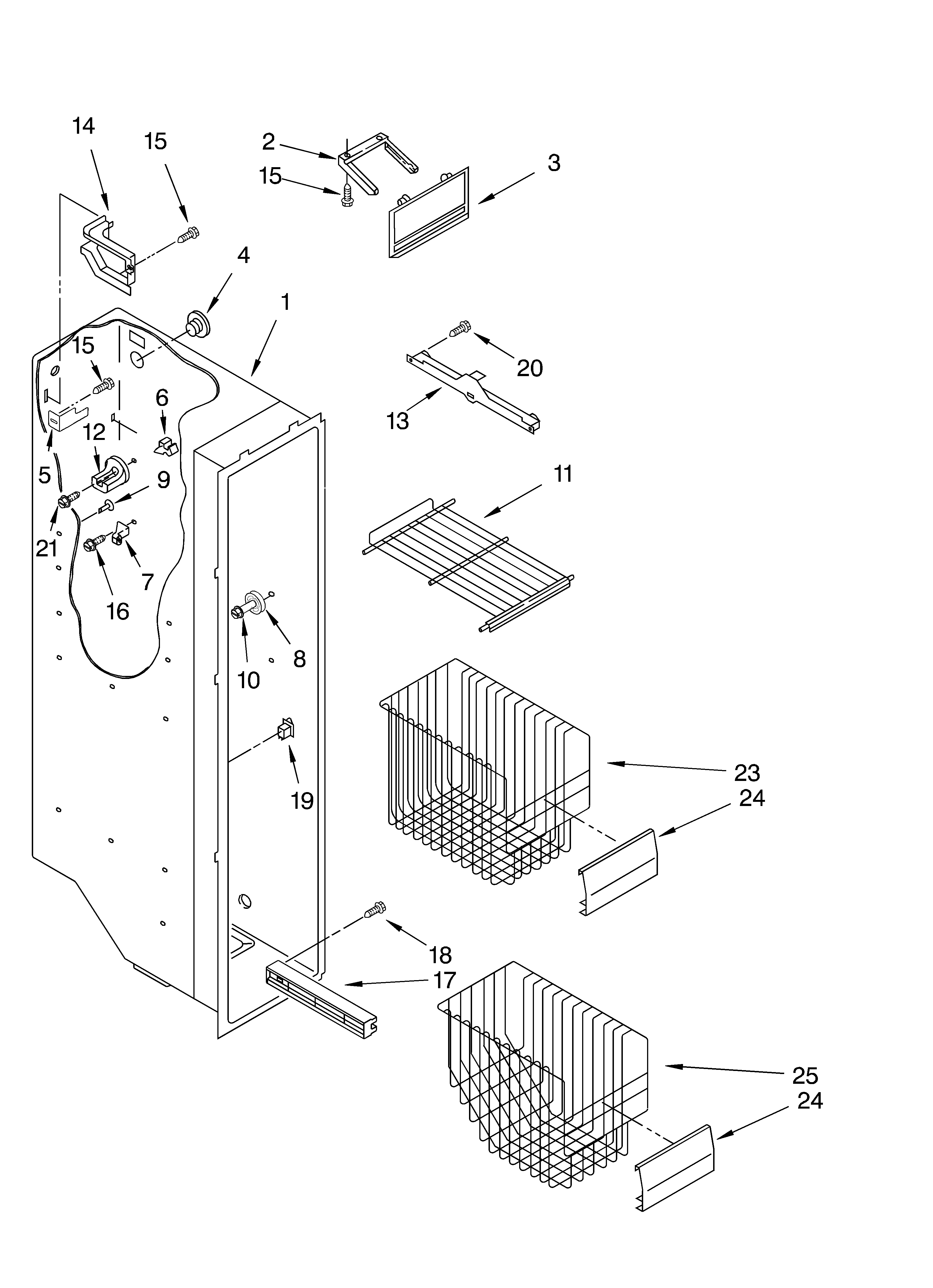 KitchenAid KSRS22FGBL05 freezer liner diagram