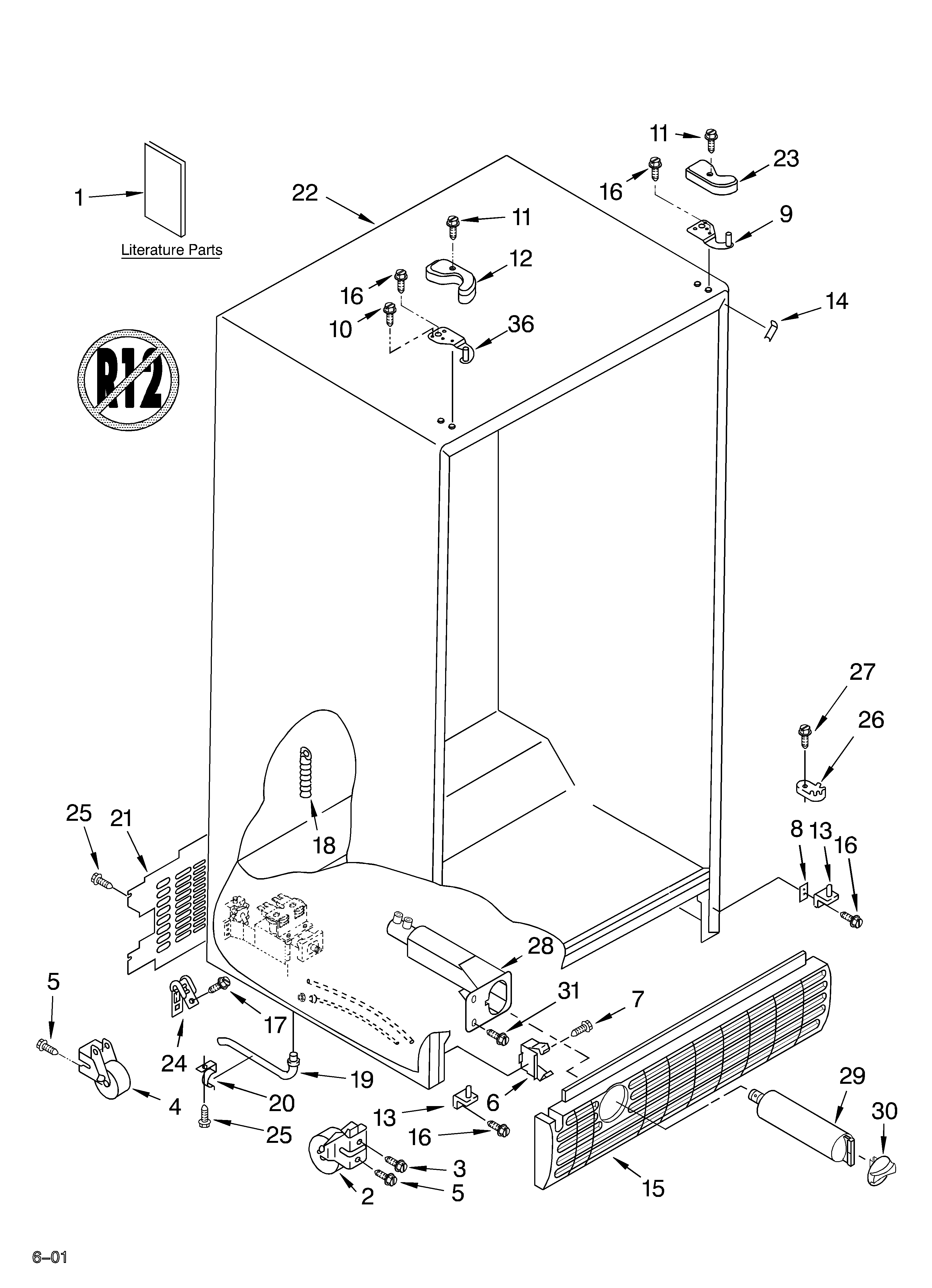 KitchenAid KSRS25IKBU00 cabinet/literature diagram