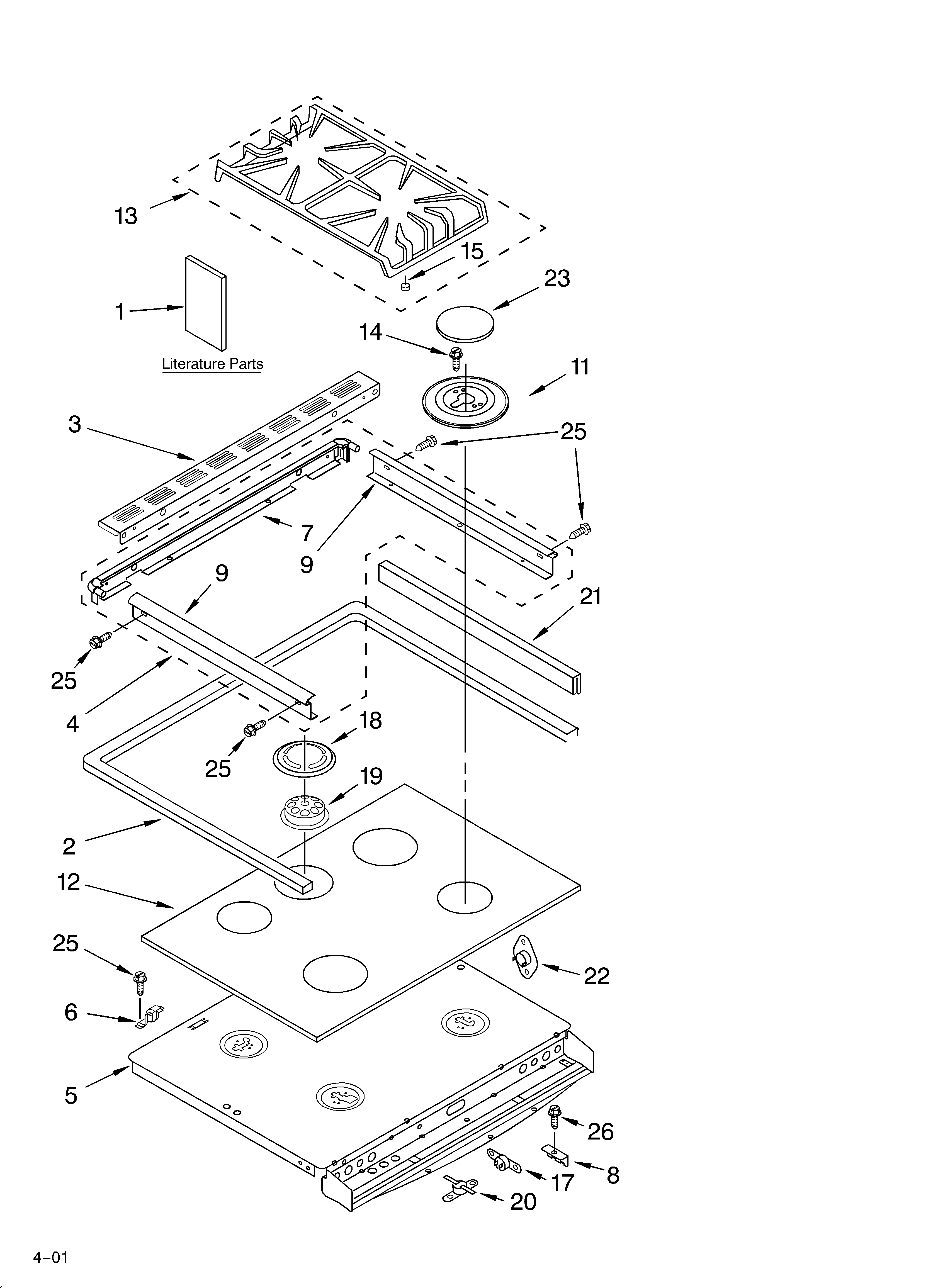 KitchenAid KGST300HWH5 cooktop/literature diagram