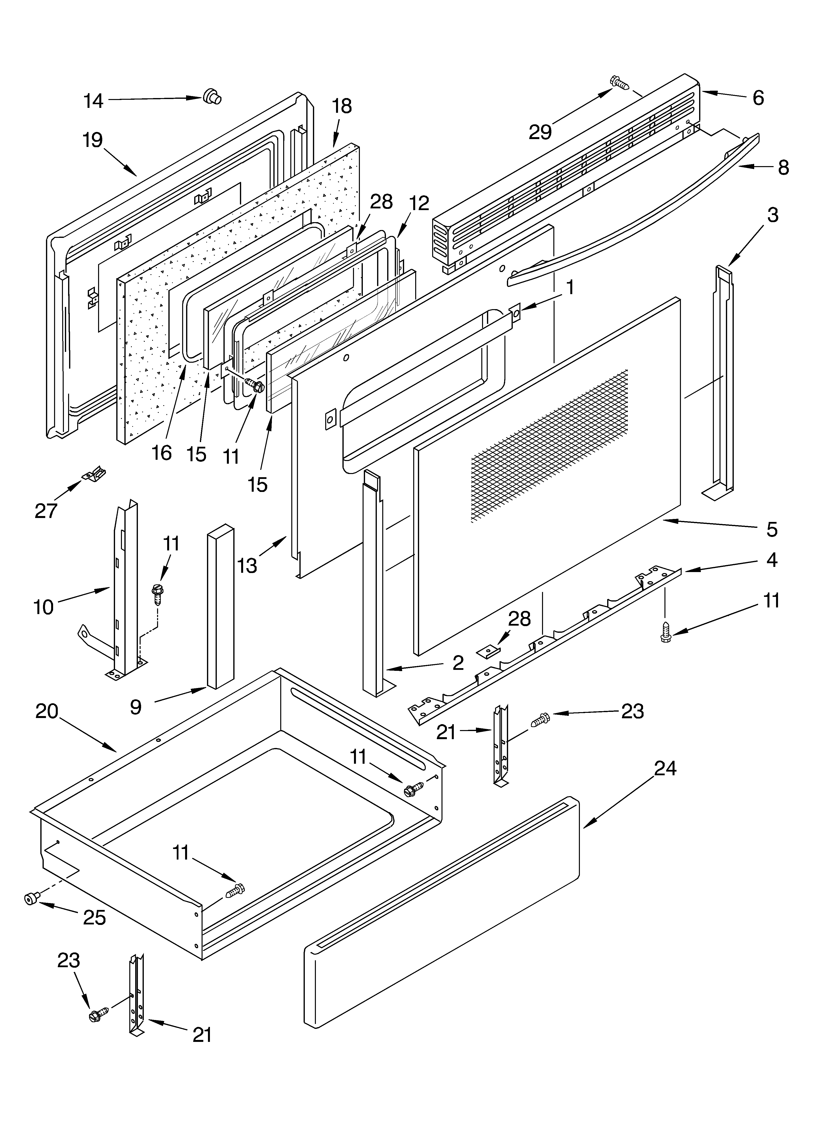 KitchenAid KGST300HWH5 door and drawer diagram