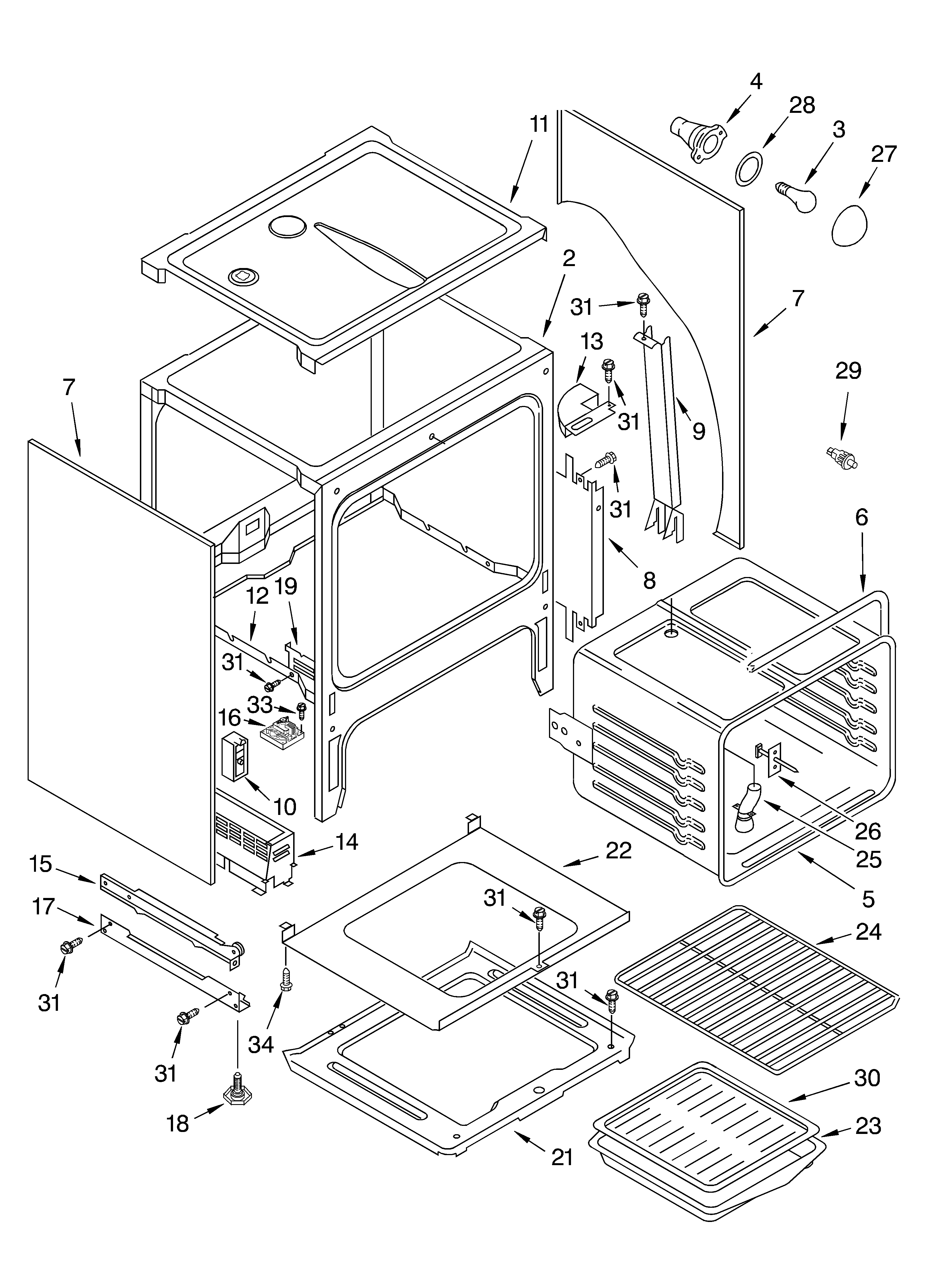 KitchenAid KGST300HWH5 oven chassis diagram