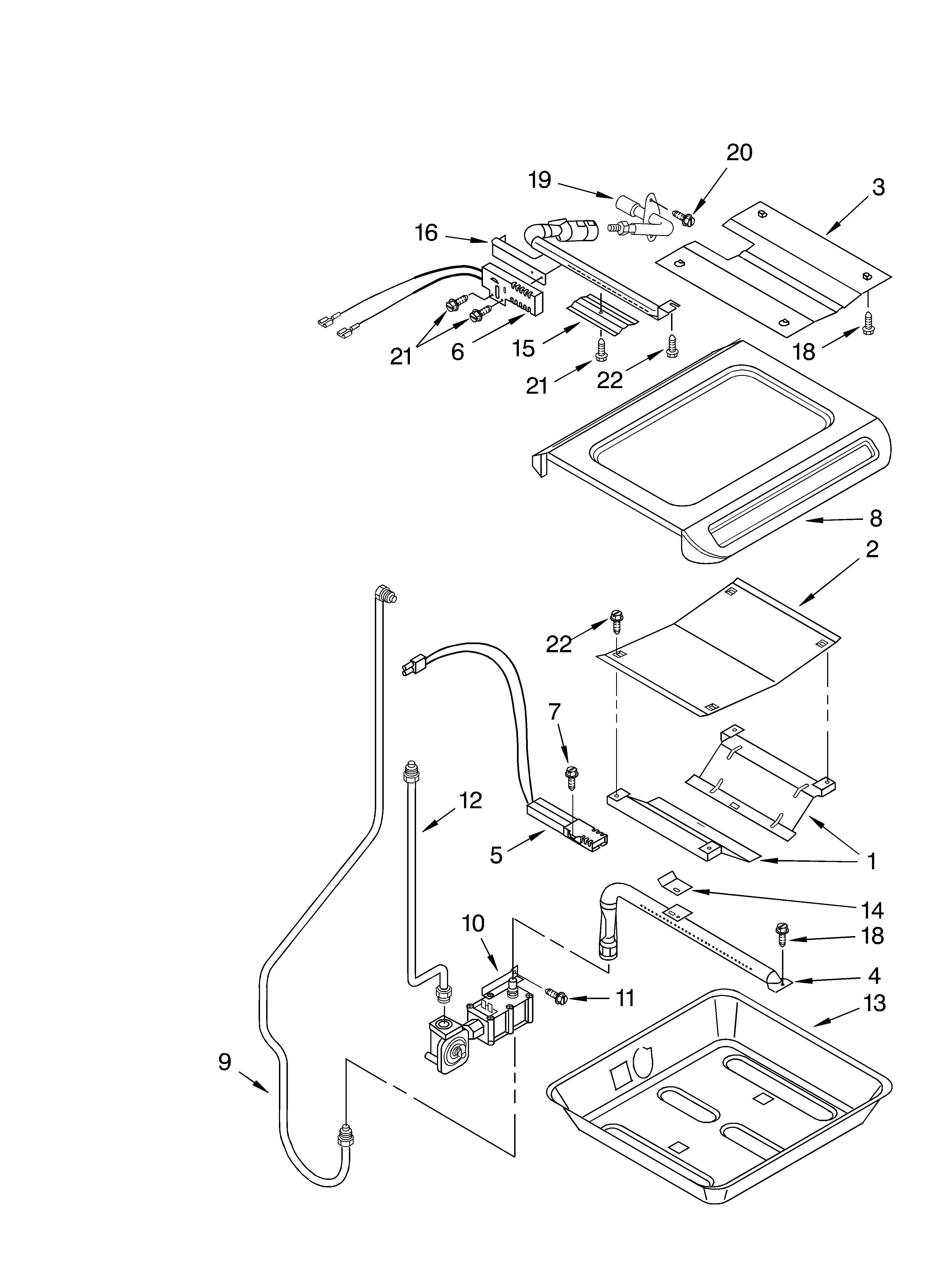 Whirlpool GW395LEGT3 broiler and oven burner diagram