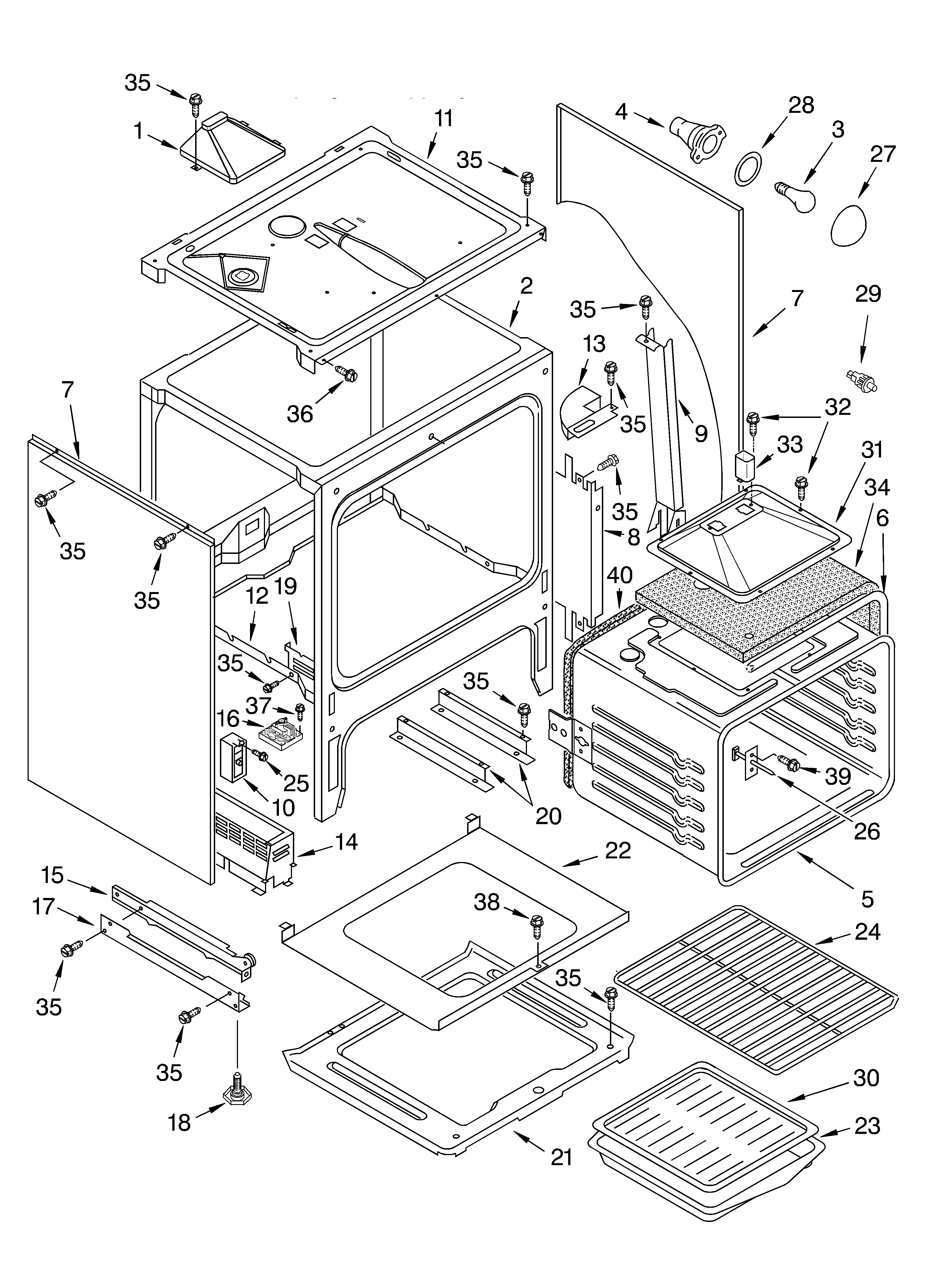Whirlpool GW395LEGT3 oven chassis diagram