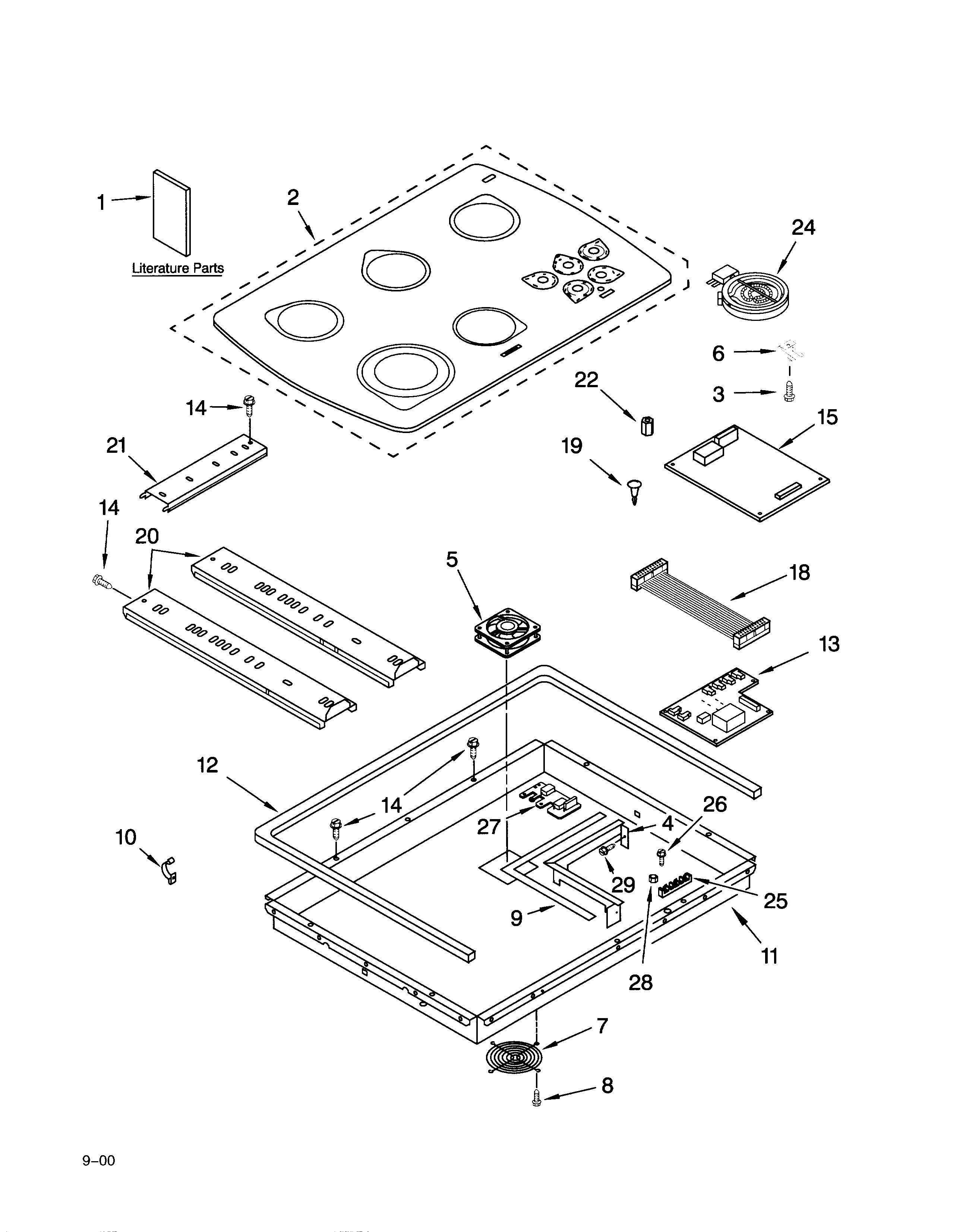 KitchenAid KECC568GWW2 cooktop/literature diagram
