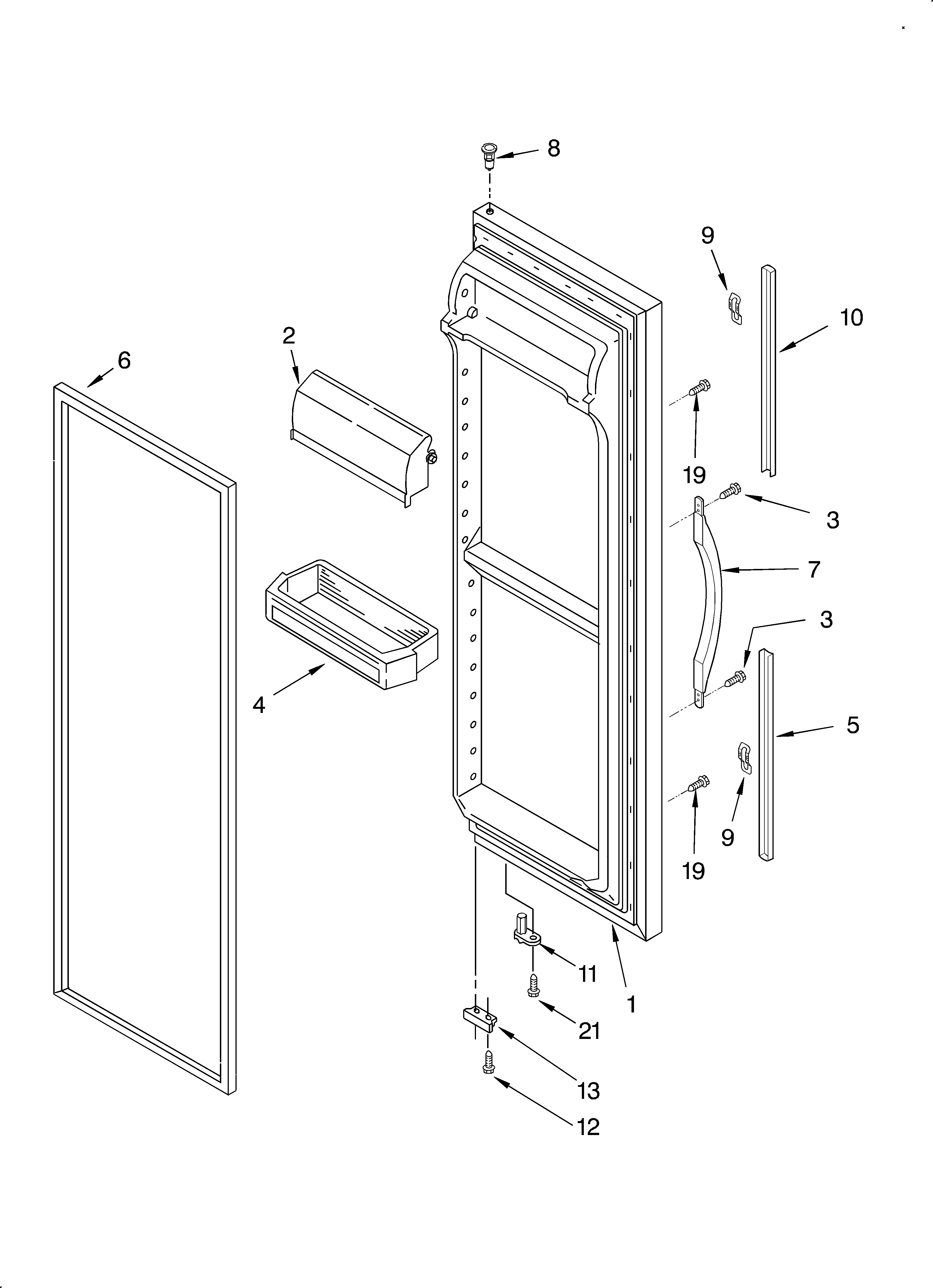 Whirlpool 4YED27PQFN03 refrigerator door diagram