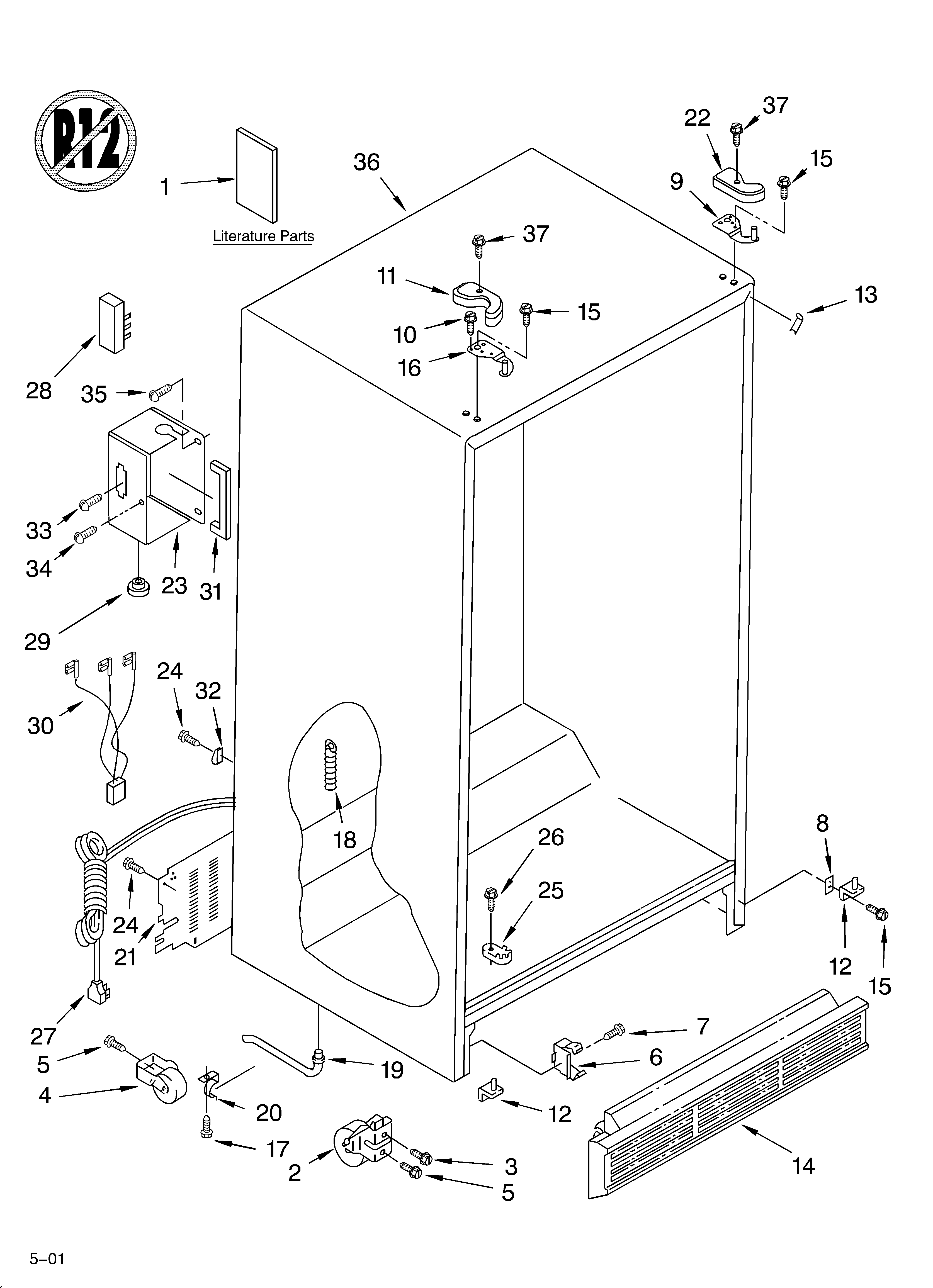 KitchenAid 4KSRS25CHT00 cabinet/literature diagram