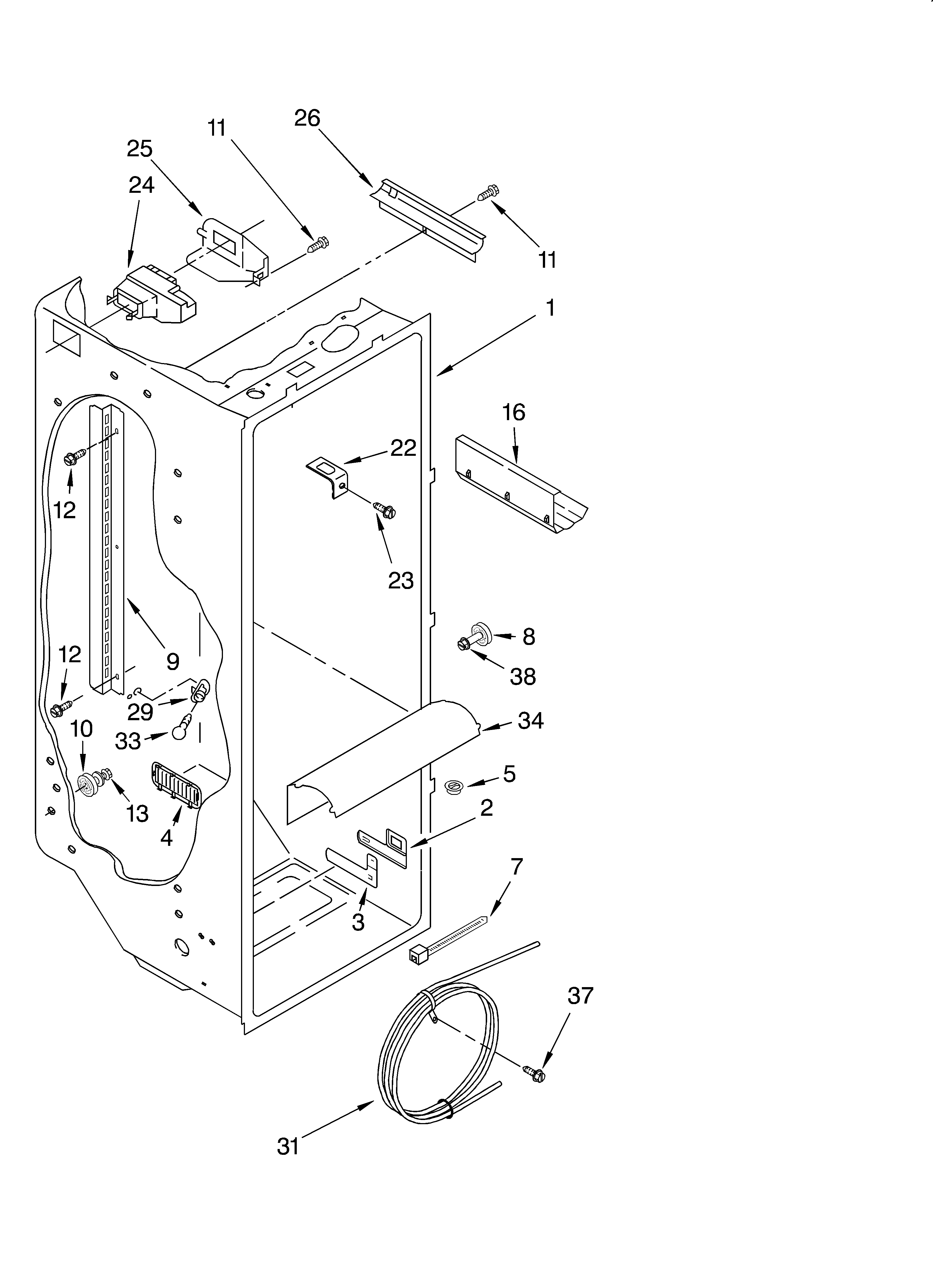 KitchenAid 4KSRS25CHT00 refrigerator liner diagram