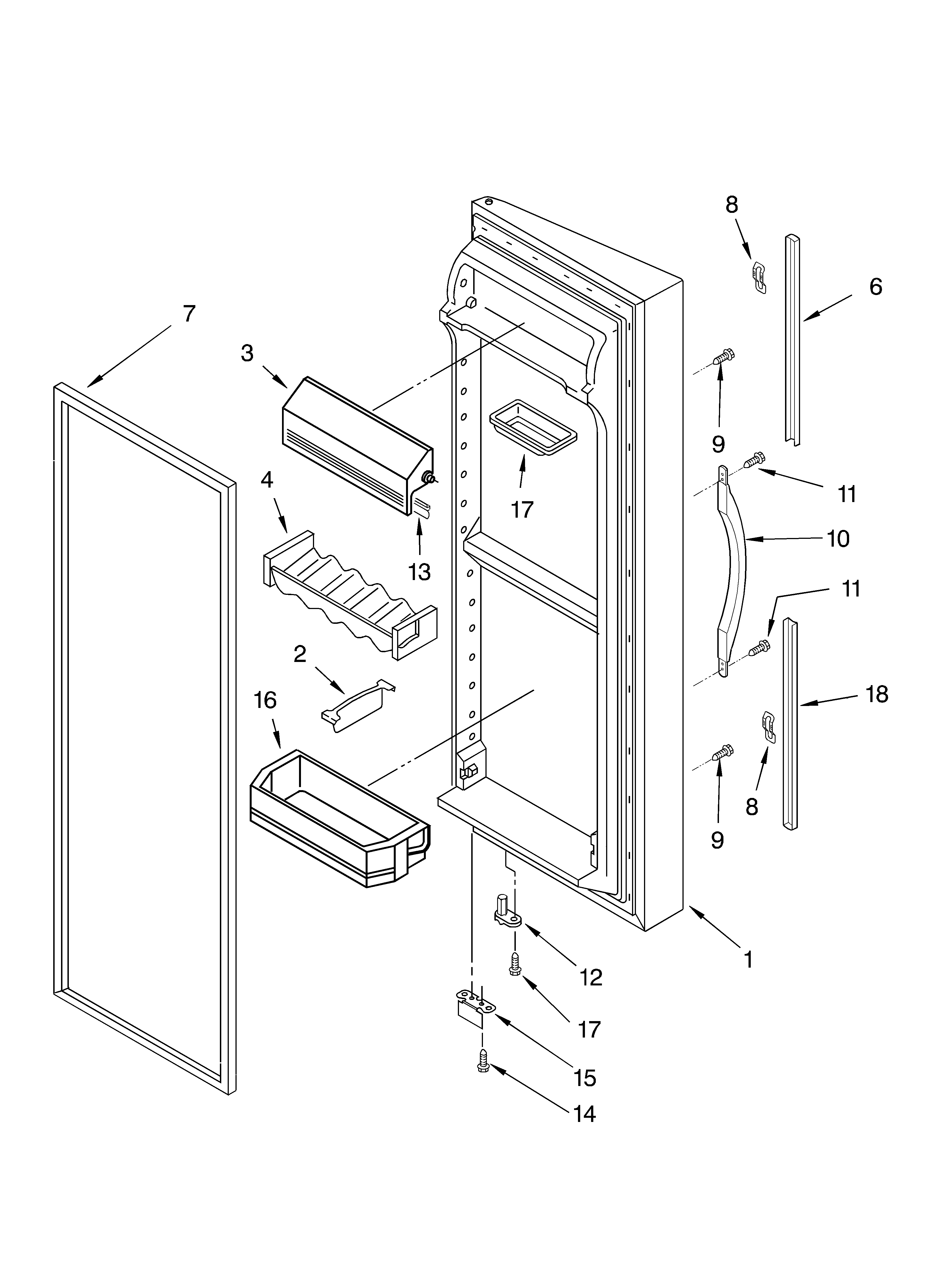 KitchenAid 4KSRS25CHT00 refrigerator door diagram