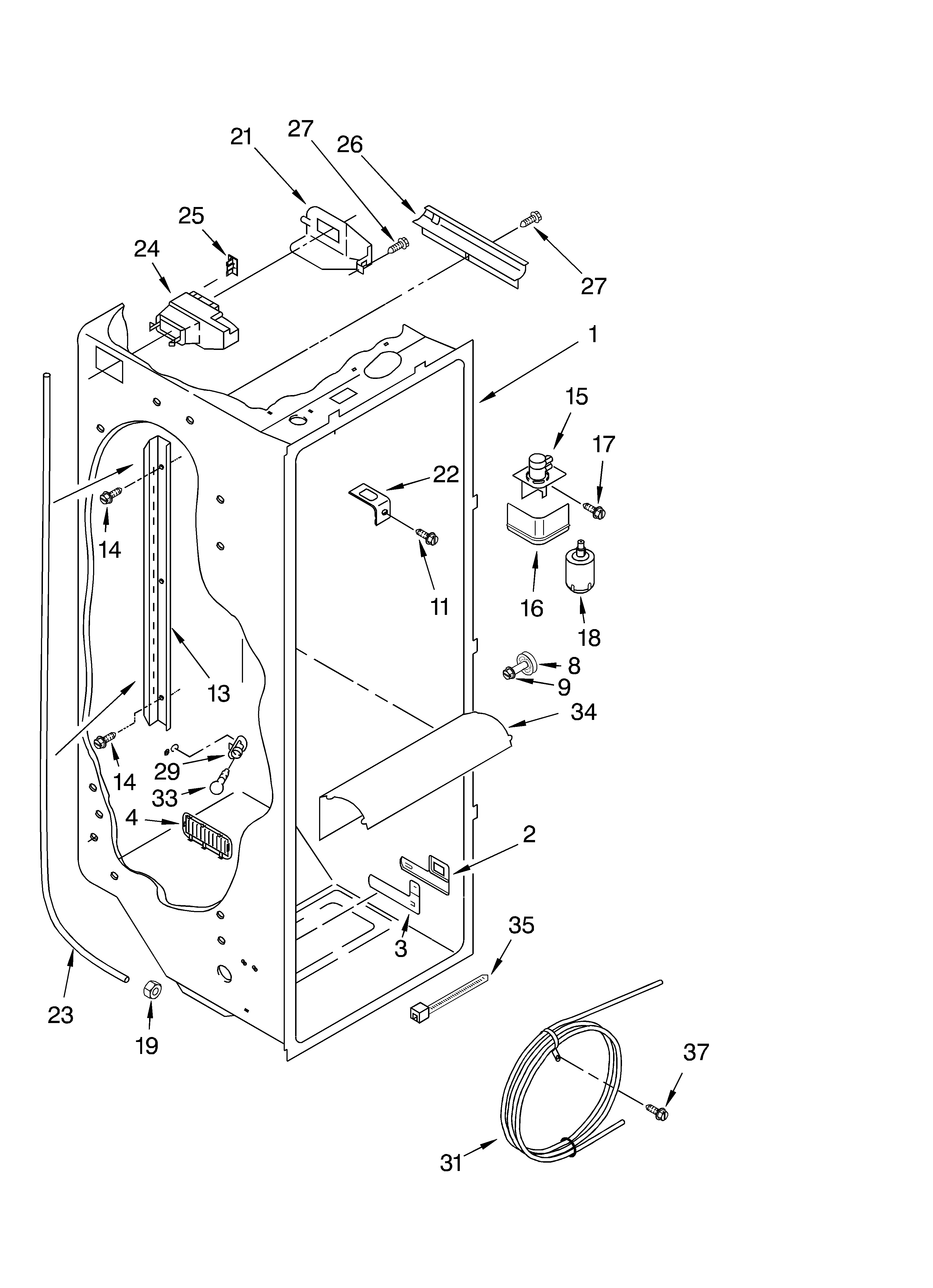 Crosley CS22AEXHW02 refrigerator liner diagram