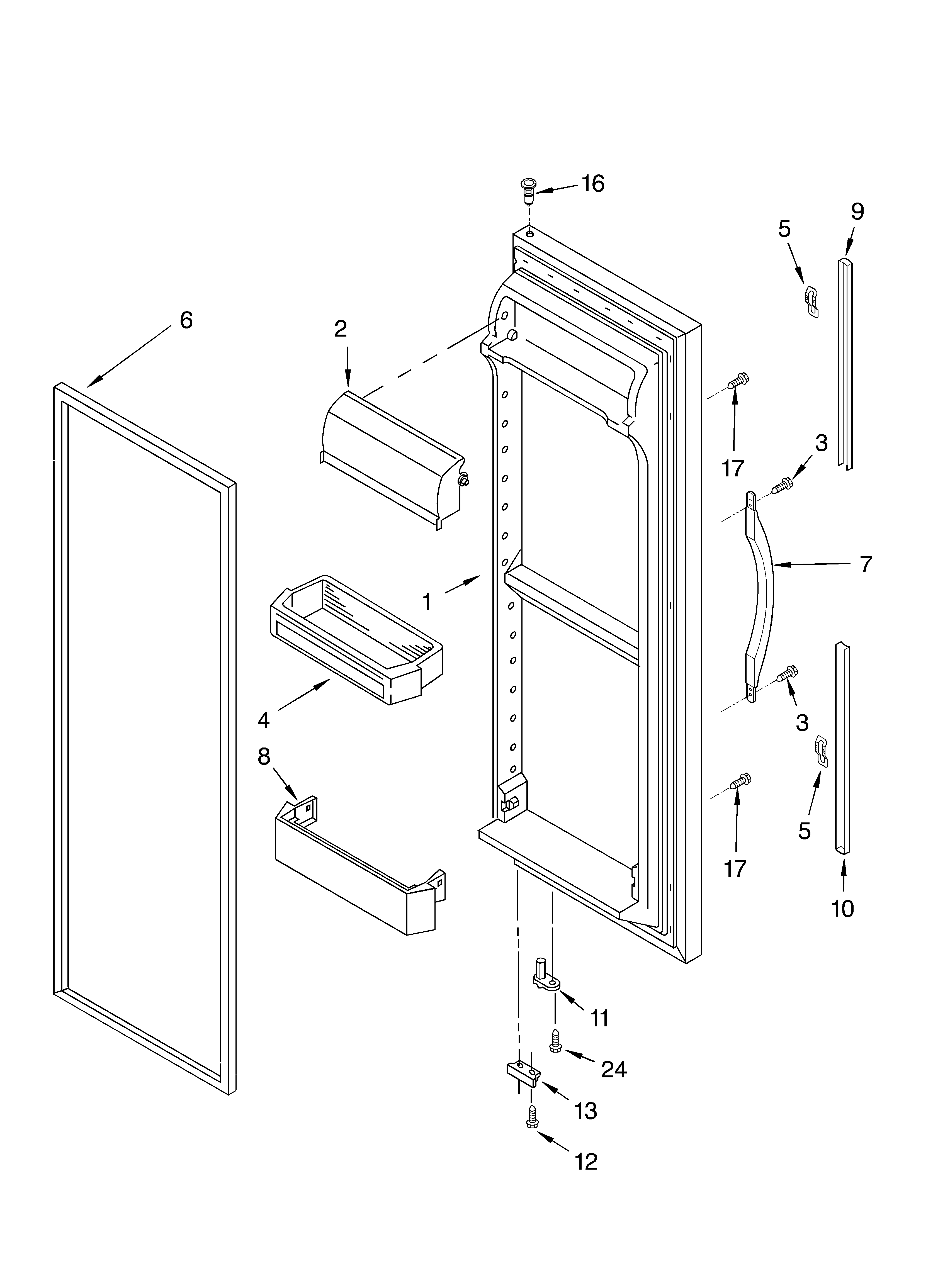 Crosley CS22AEXHW02 refrigerator door diagram