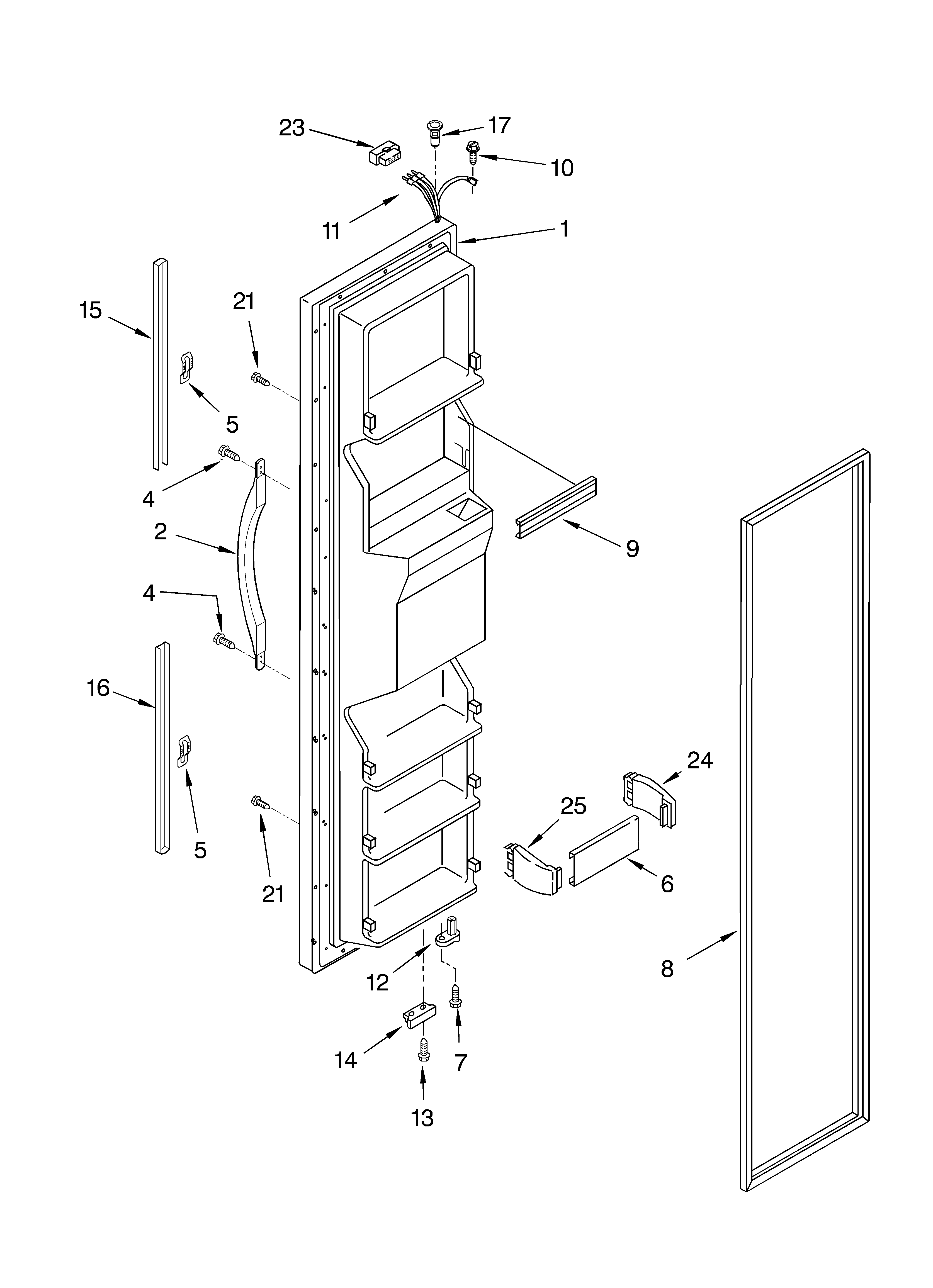 Crosley CS22AEXHW02 freezer door diagram