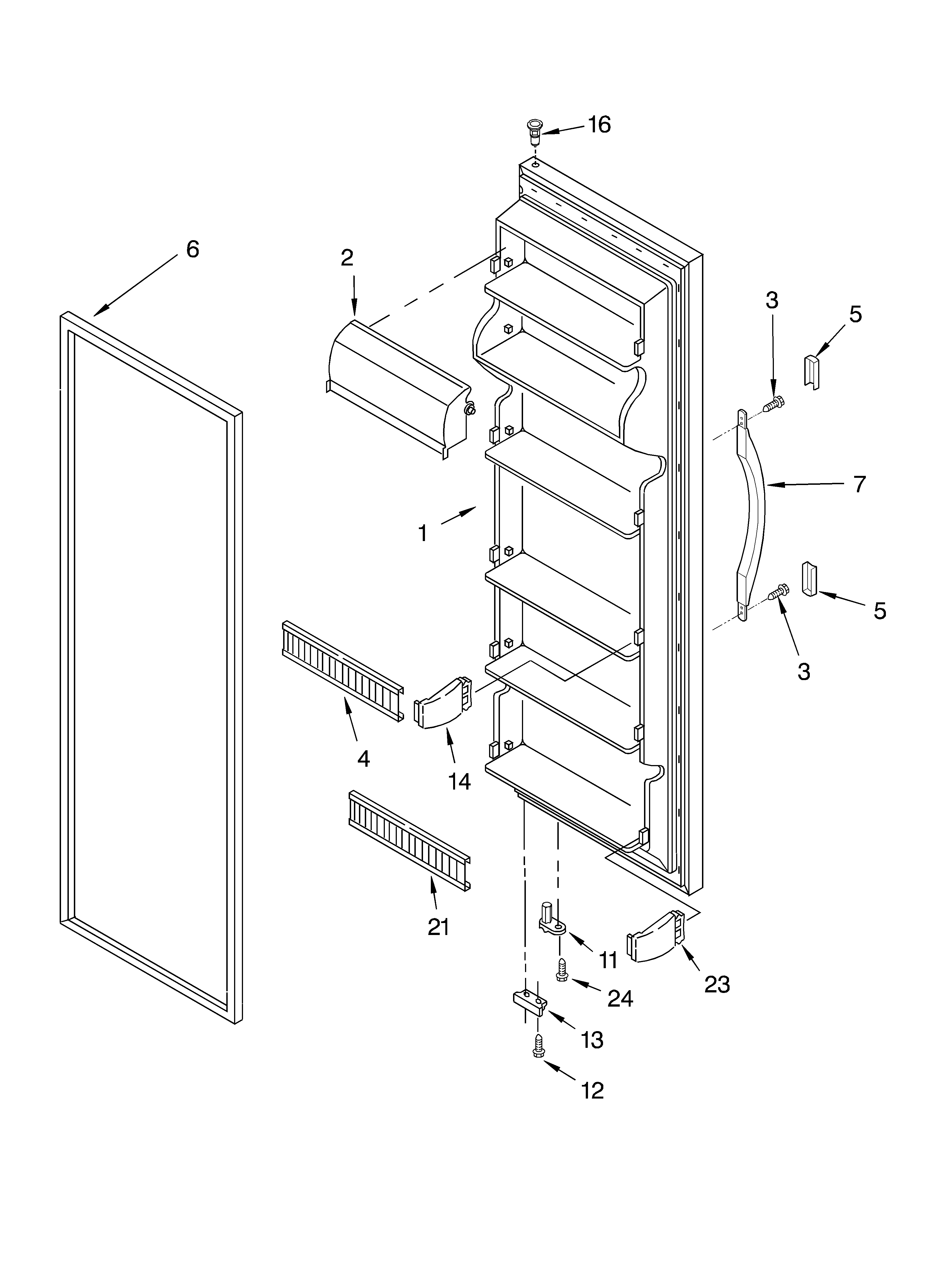 Whirlpool ED25GWXFW01 refrigerator door diagram