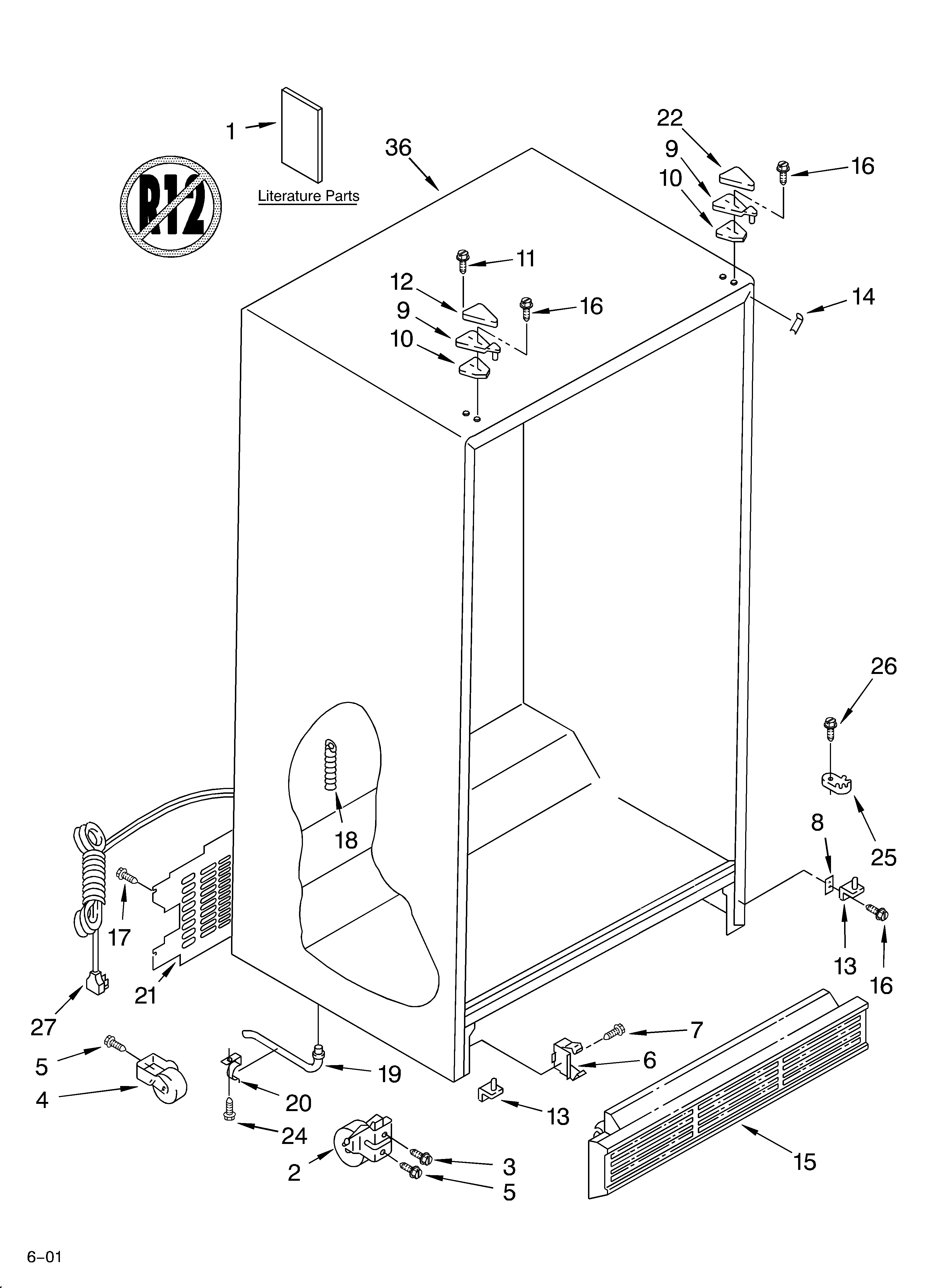 Whirlpool 4YED27PQFN04 cabinet/literature diagram