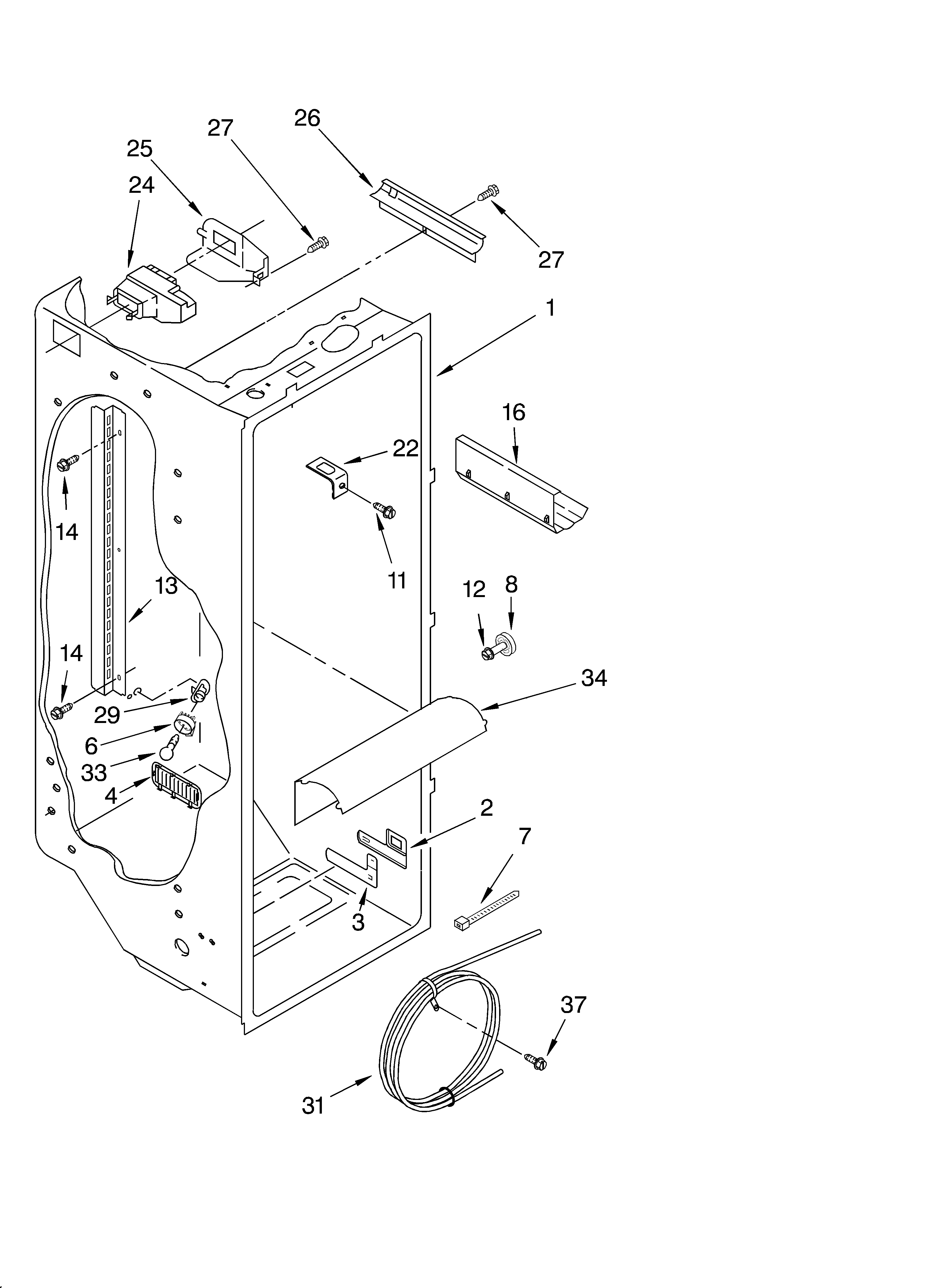 Whirlpool 4YED27PQFN04 refrigerator liner diagram