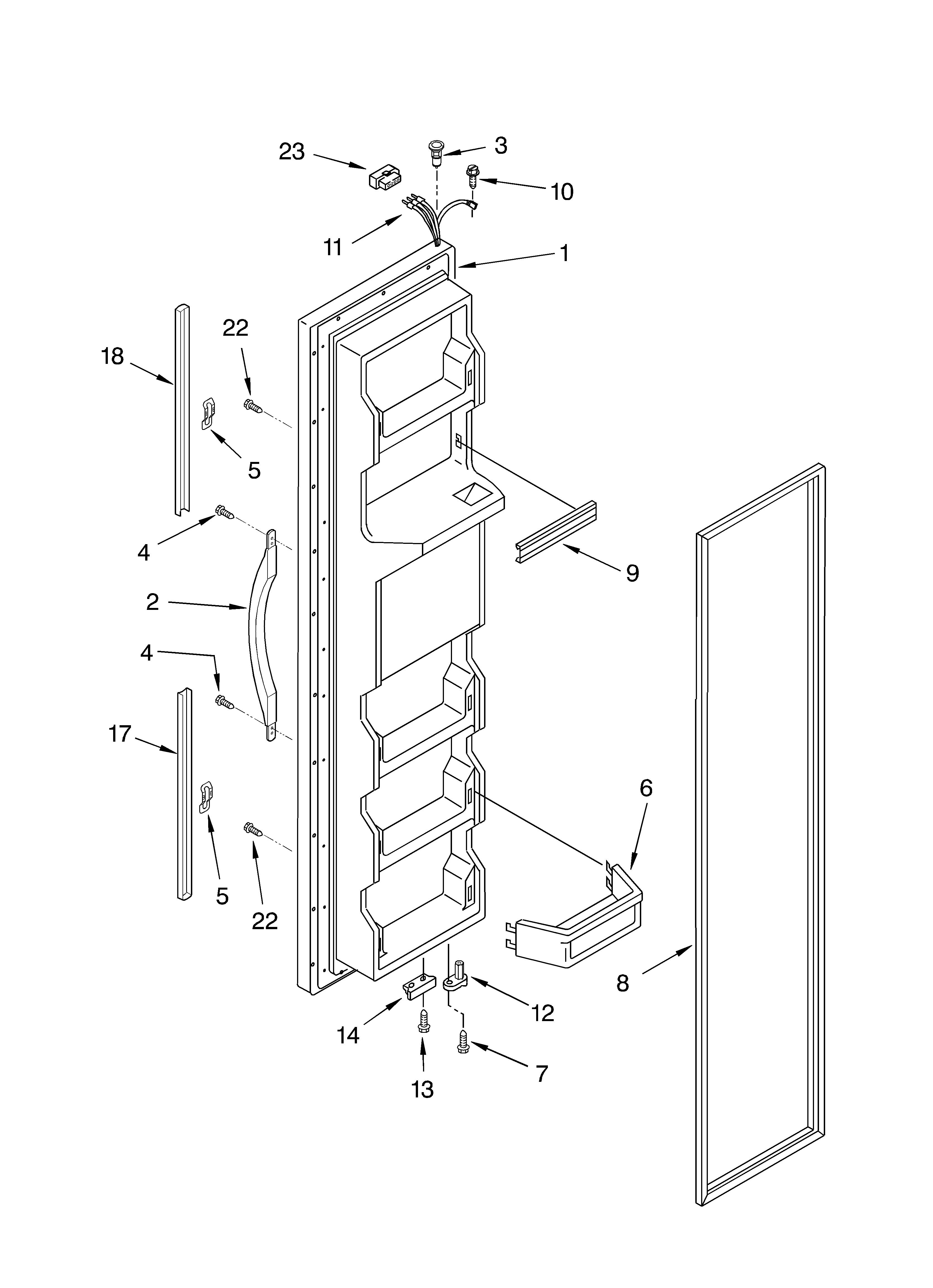Whirlpool 4YED27PQFN04 freezer door diagram