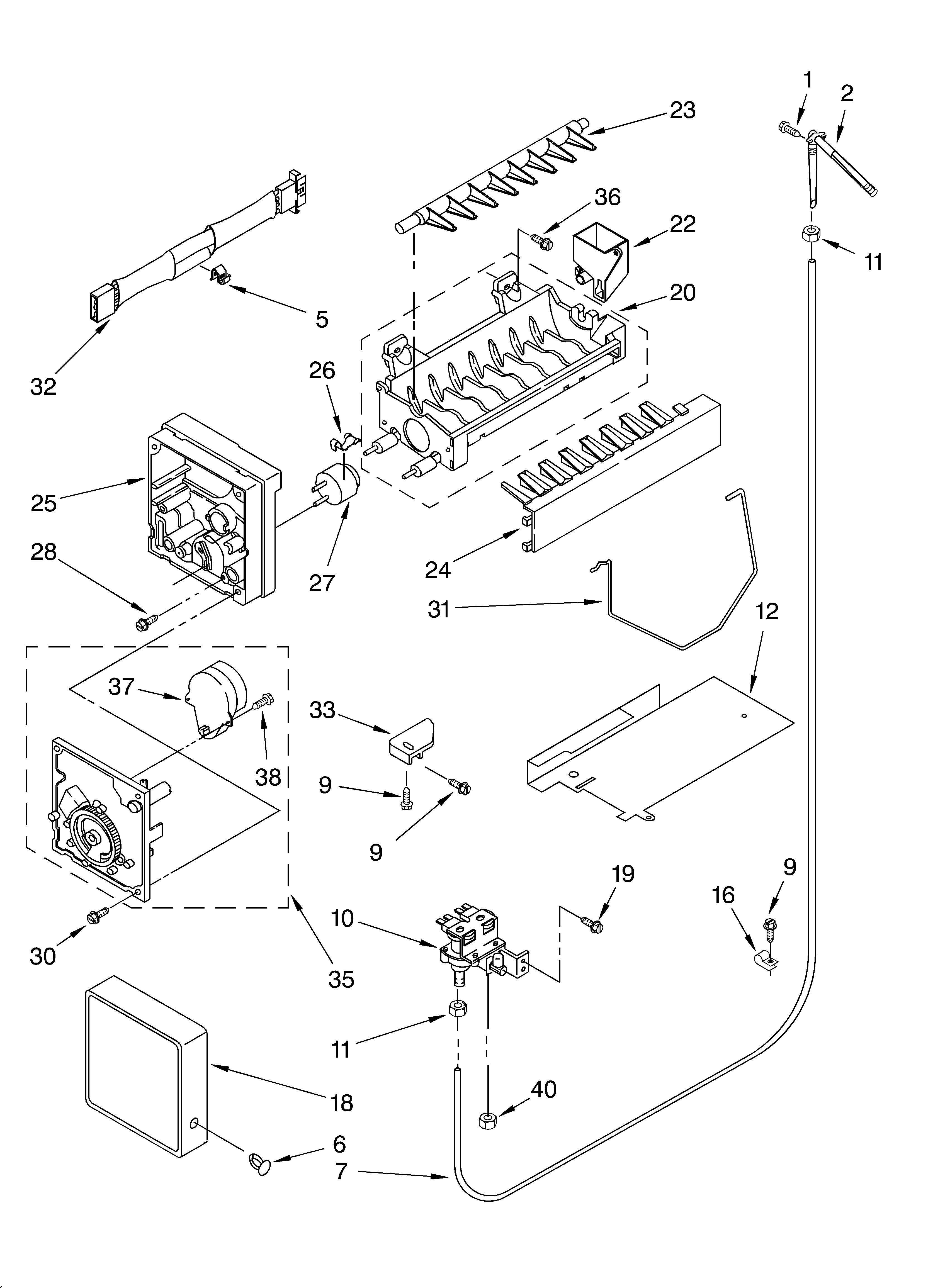 Whirlpool 4YED27PQFN04 icemaker/optional diagram