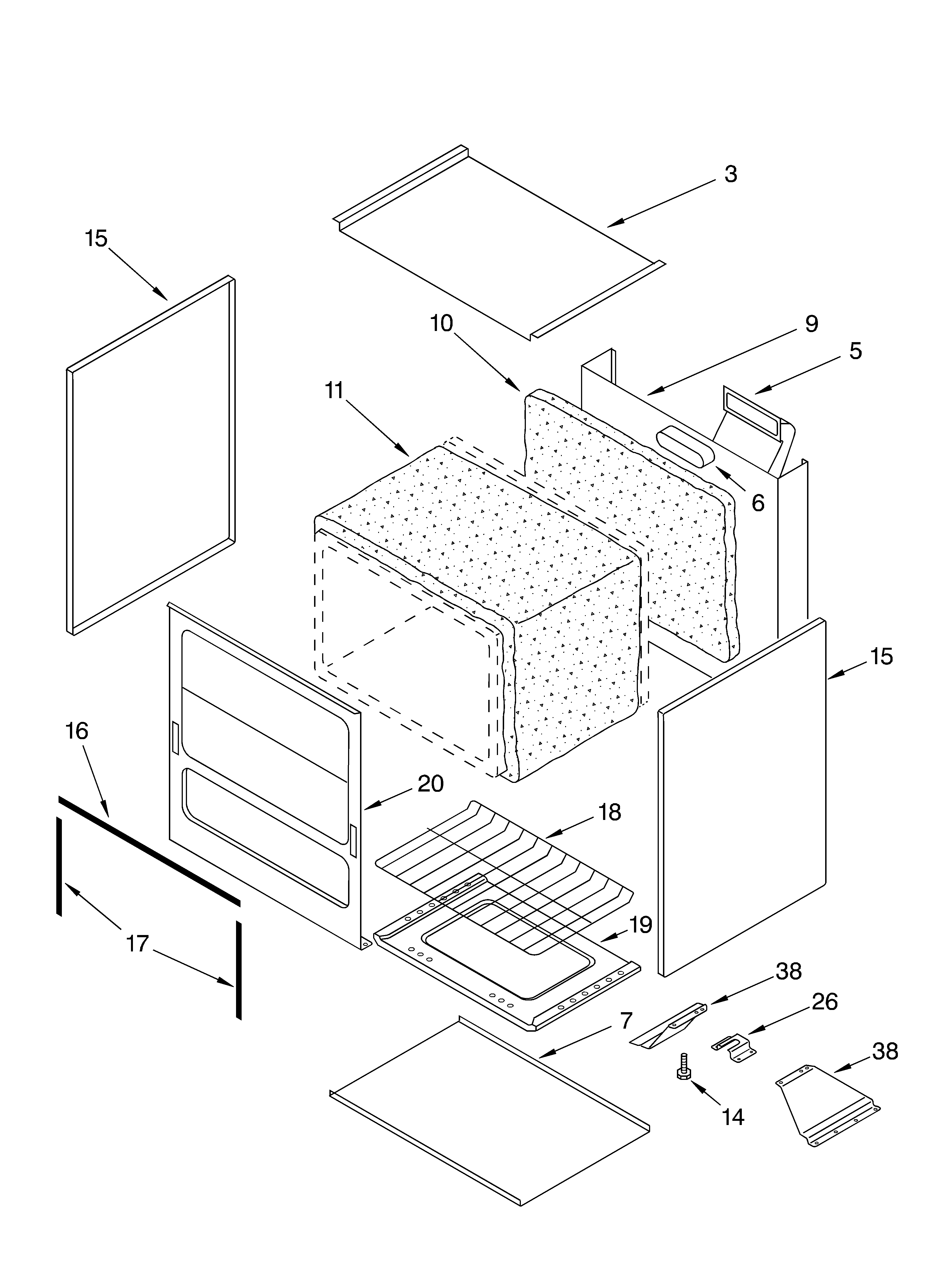 Roper FGP300HW0 oven diagram