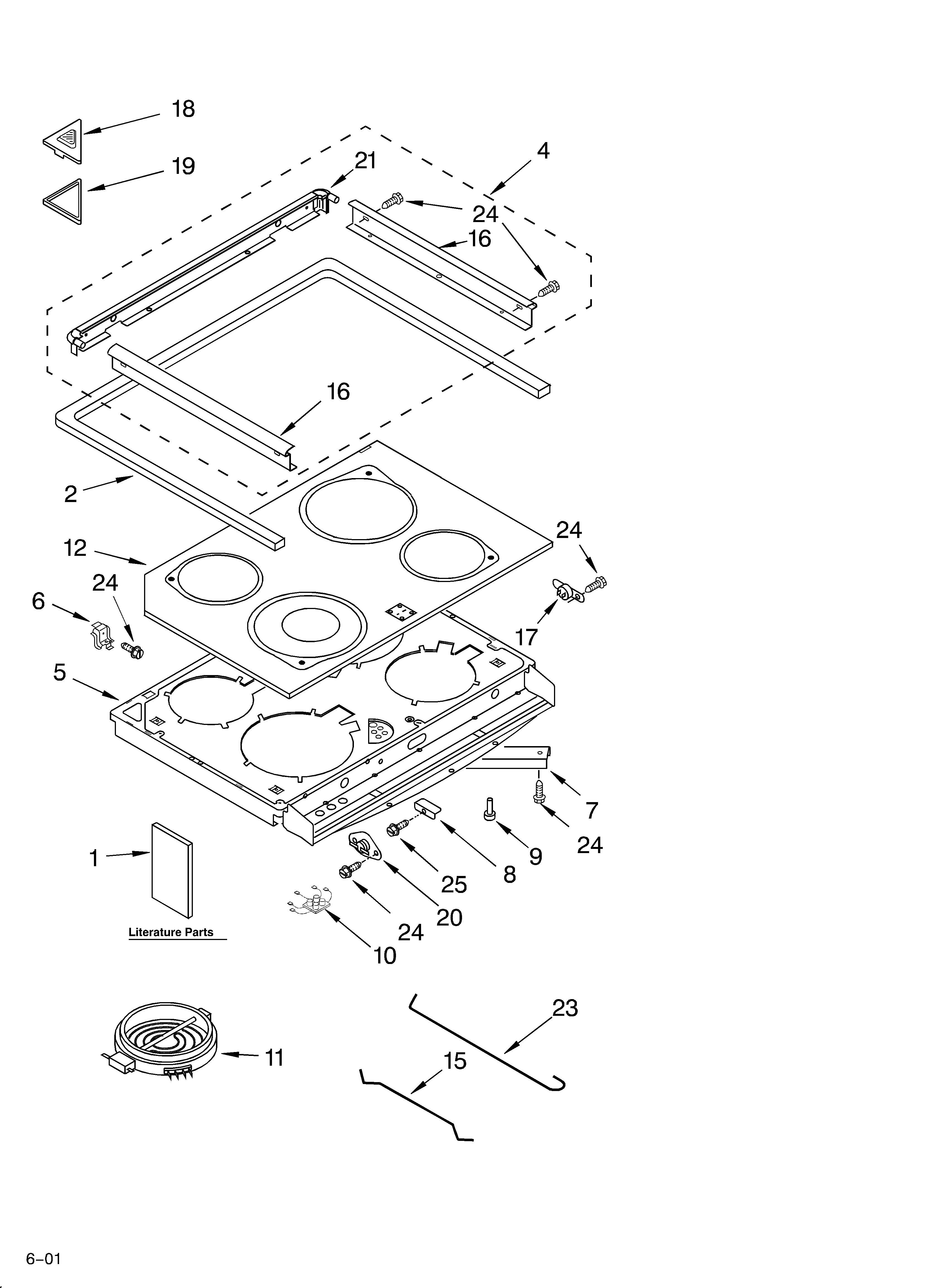 KitchenAid KESC300HBT6 cooktop/literature diagram