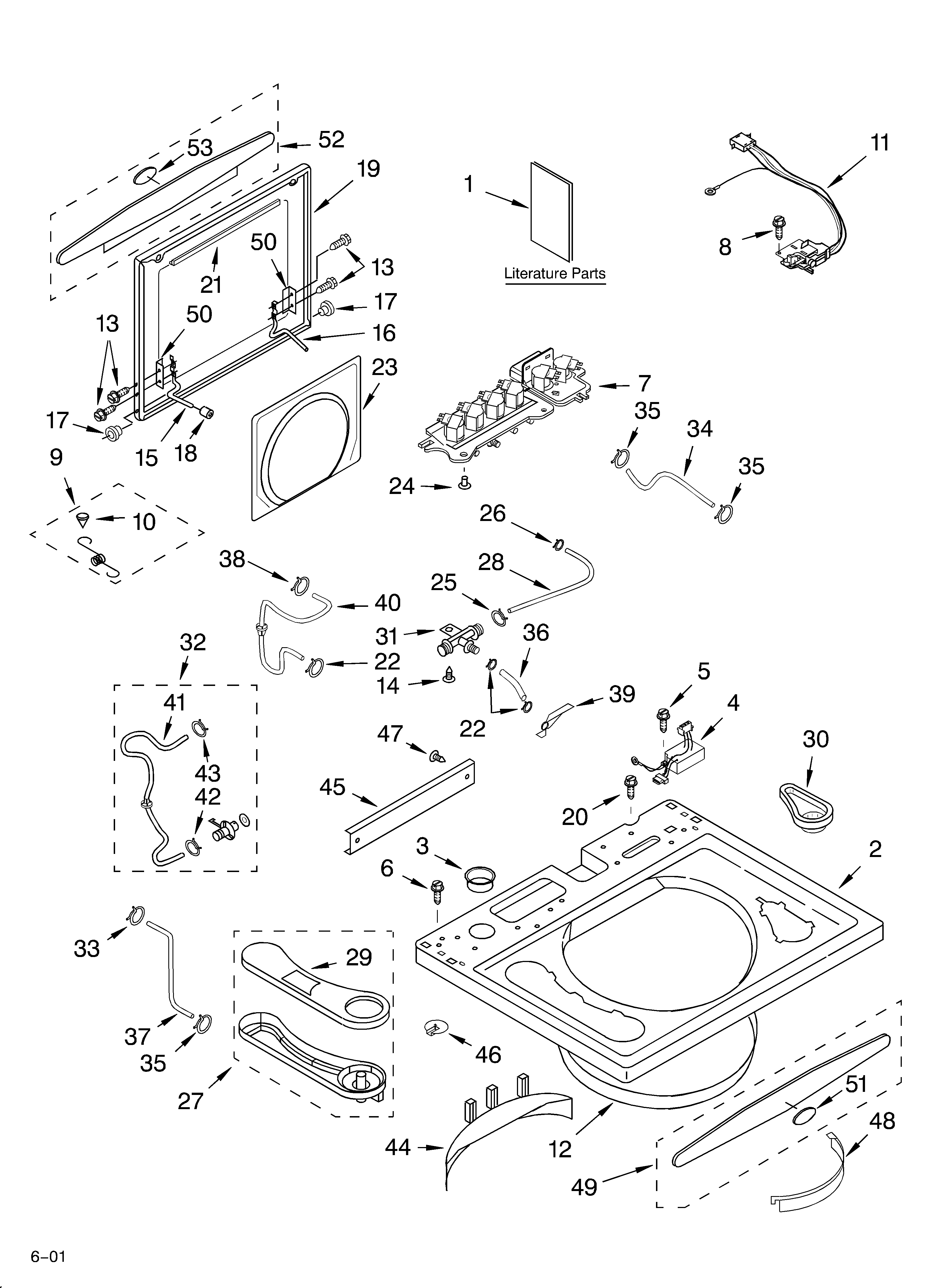 Whirlpool GVW9959KT0 top and lid/literature diagram